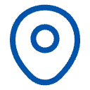 A blue location pin icon on a transparent background.