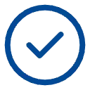 Blue checkmark inside a circle on a dark background.