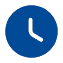 A blue clock showing 3:00.