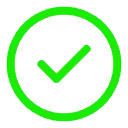 Green checkmark inside a green circle.