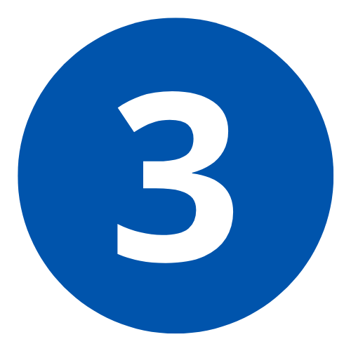 Blue circular sign with the number 3 in white.