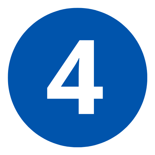 A blue circular sign with the number 4 in white.