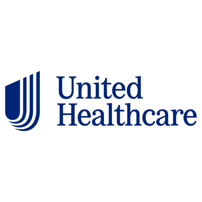 United Healthcare logo with blue abstract emblem and company name in blue text.