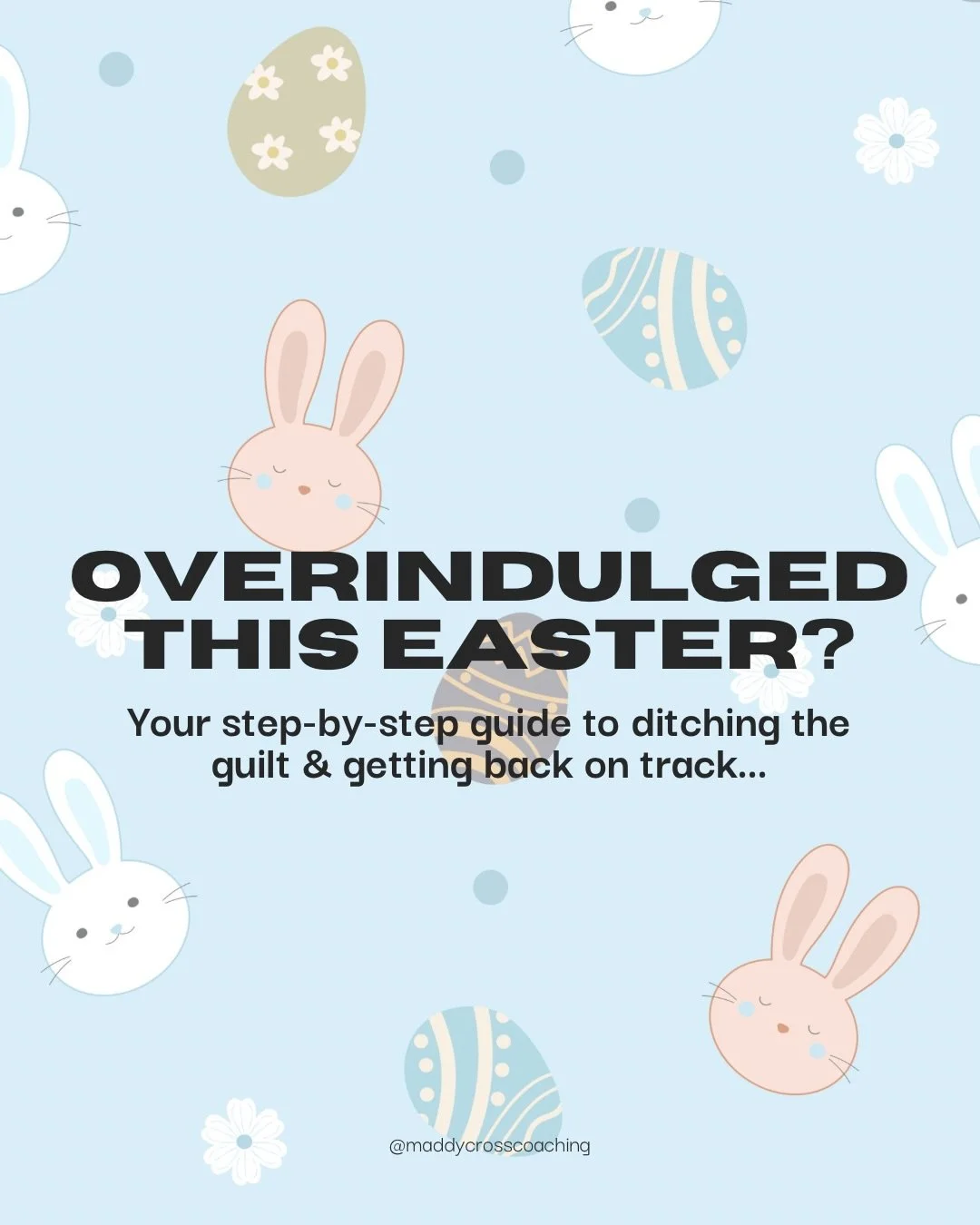 Overindulged this long weekend? Coz sis, same 👋🏼 

Overeating during Easter is 100% completely normal, but what separates progress from setbacks is simply returning to your habits 🐰 

If you&rsquo;re freaking out about &ldquo;ruining&rdquo; your p