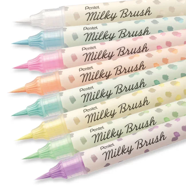 Pentel Milky Brush Pens (Set of 8)