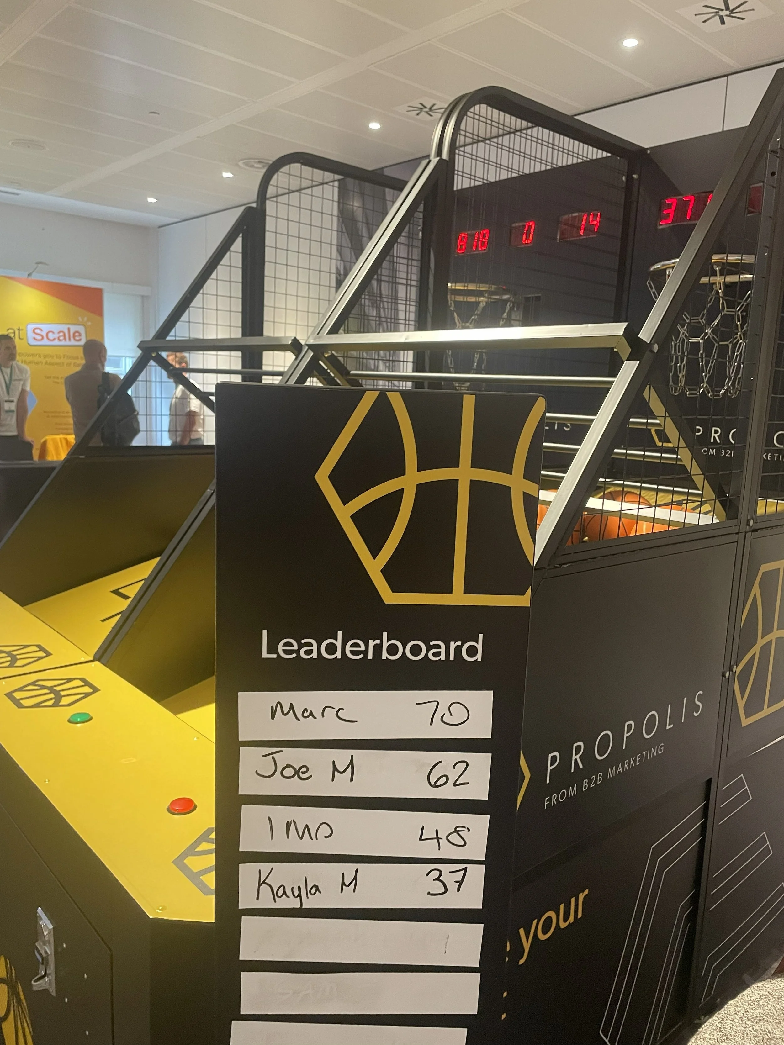 Leaderboard sign of a basketball game on event site
