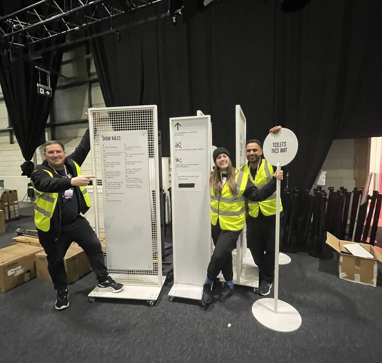 Supporting exhibition setup and breakdown, working with the team to prepare event spaces.