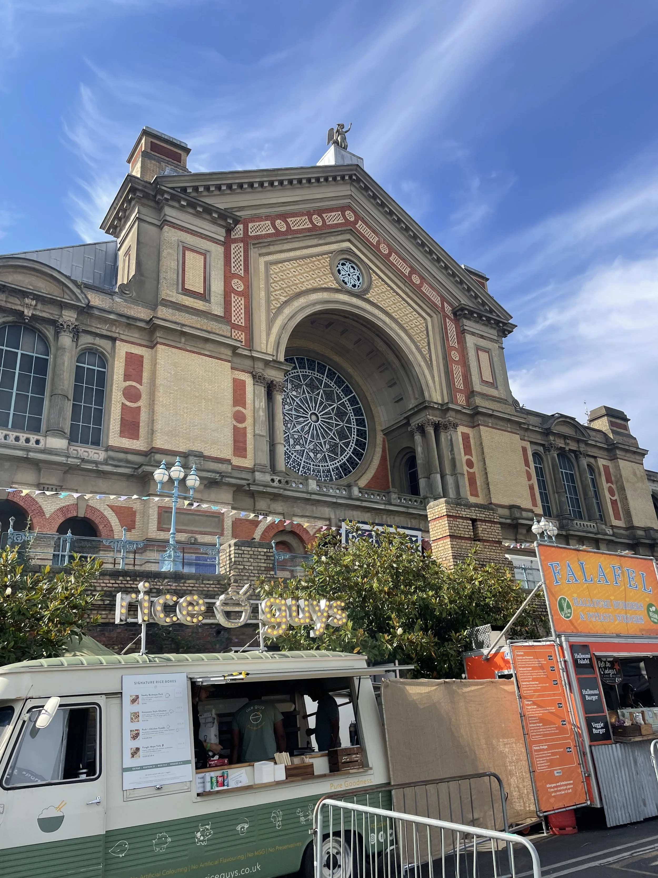Alexandra Palace venue while it is set as an outdoor concert event site where an event professional was acting as artist liaison