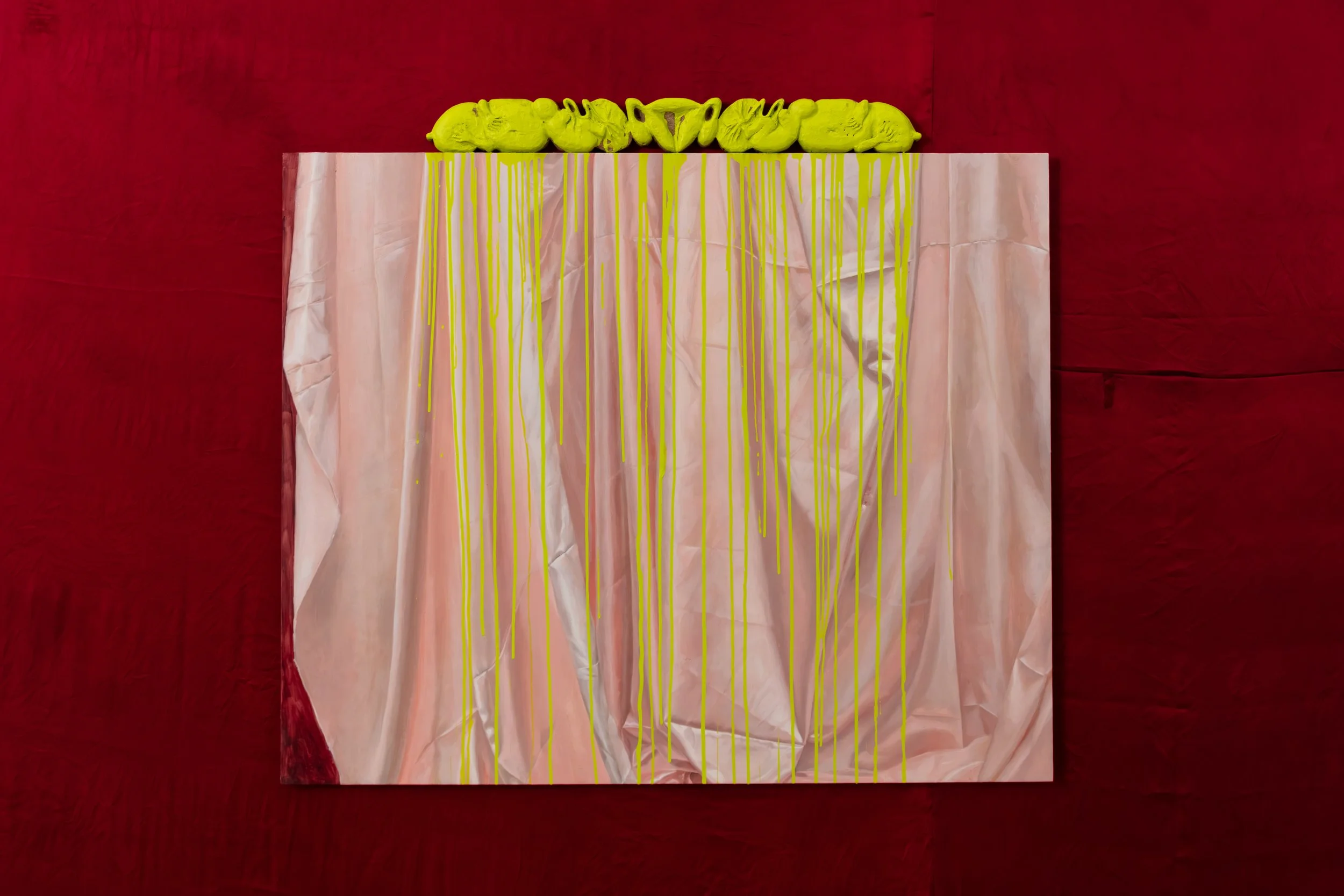 Of My Flesh: Afterbirth 2026
Oil on panel with hand-carved oak frame
98 x 110 x 4cm