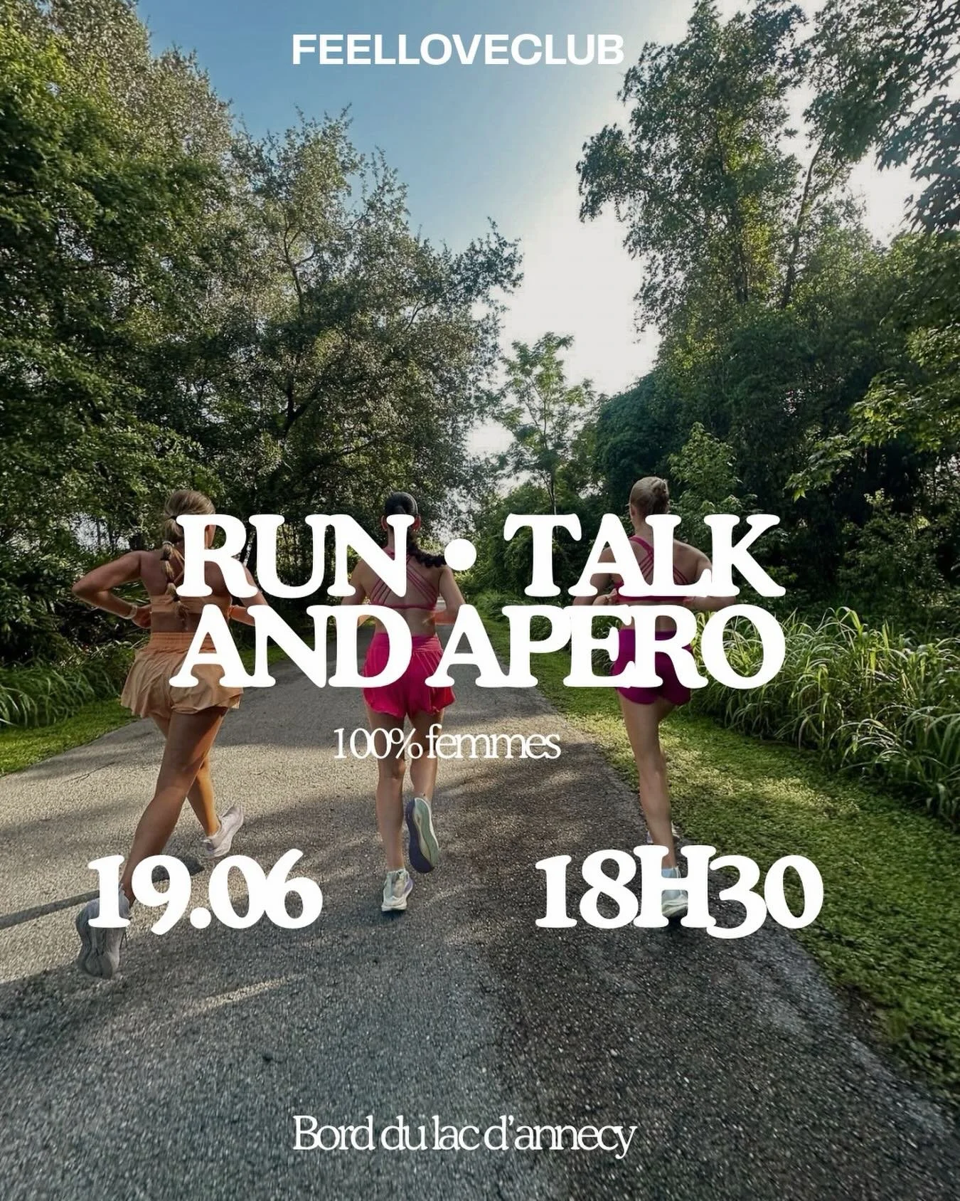 RUN TALK ET AP&Eacute;RO ENTRE MEUFS ☀️

🏃&zwj;♀️On se retrouve le vendredi 19 juin &agrave; 18h30 au Paquier pour courir toutes ensemble pendant ~5 km 

🥂 On partage &agrave; l&rsquo;arriv&eacute;e, un ap&eacute;ro Healthy maison avec smoothies et