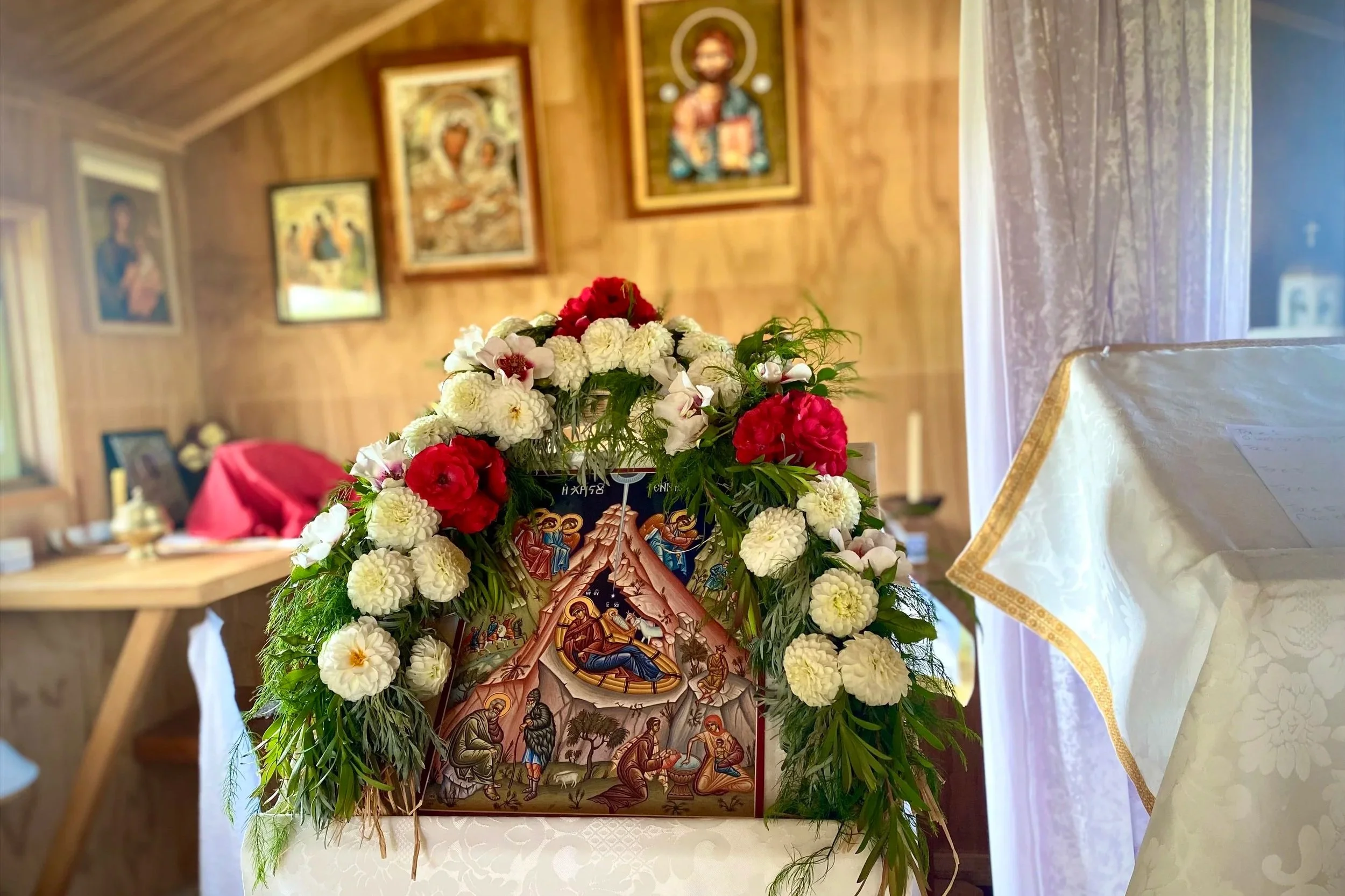 Nativity icon displayed in Sts Cyprian & Justina Orthodox Church in Auckland, New Zealand