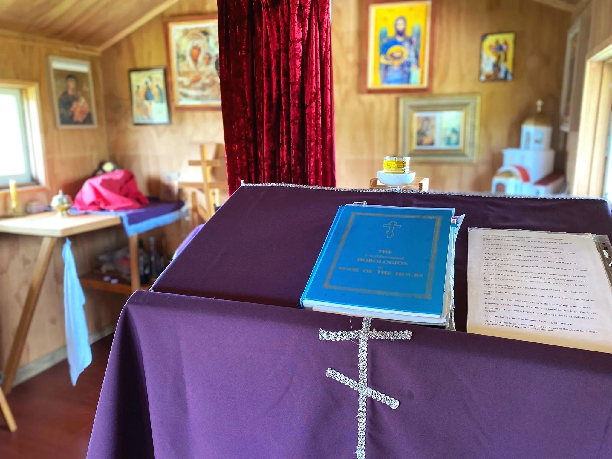 Interior of the private chapel at Sts Cyprian & Justina Orthodox Church in Auckland, New Zealand