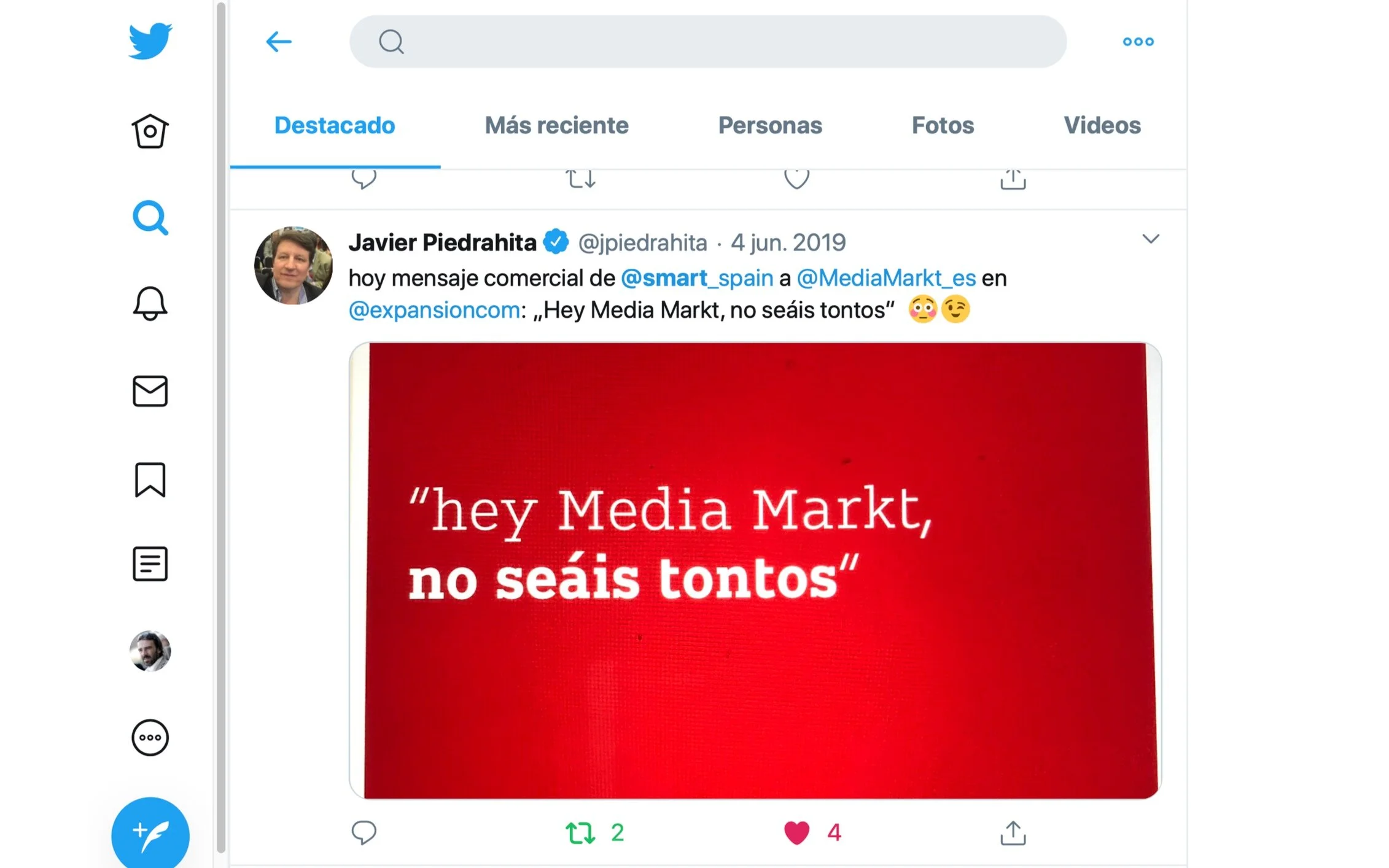 Twitt Javier Piedrahita MarketingDirecto.com