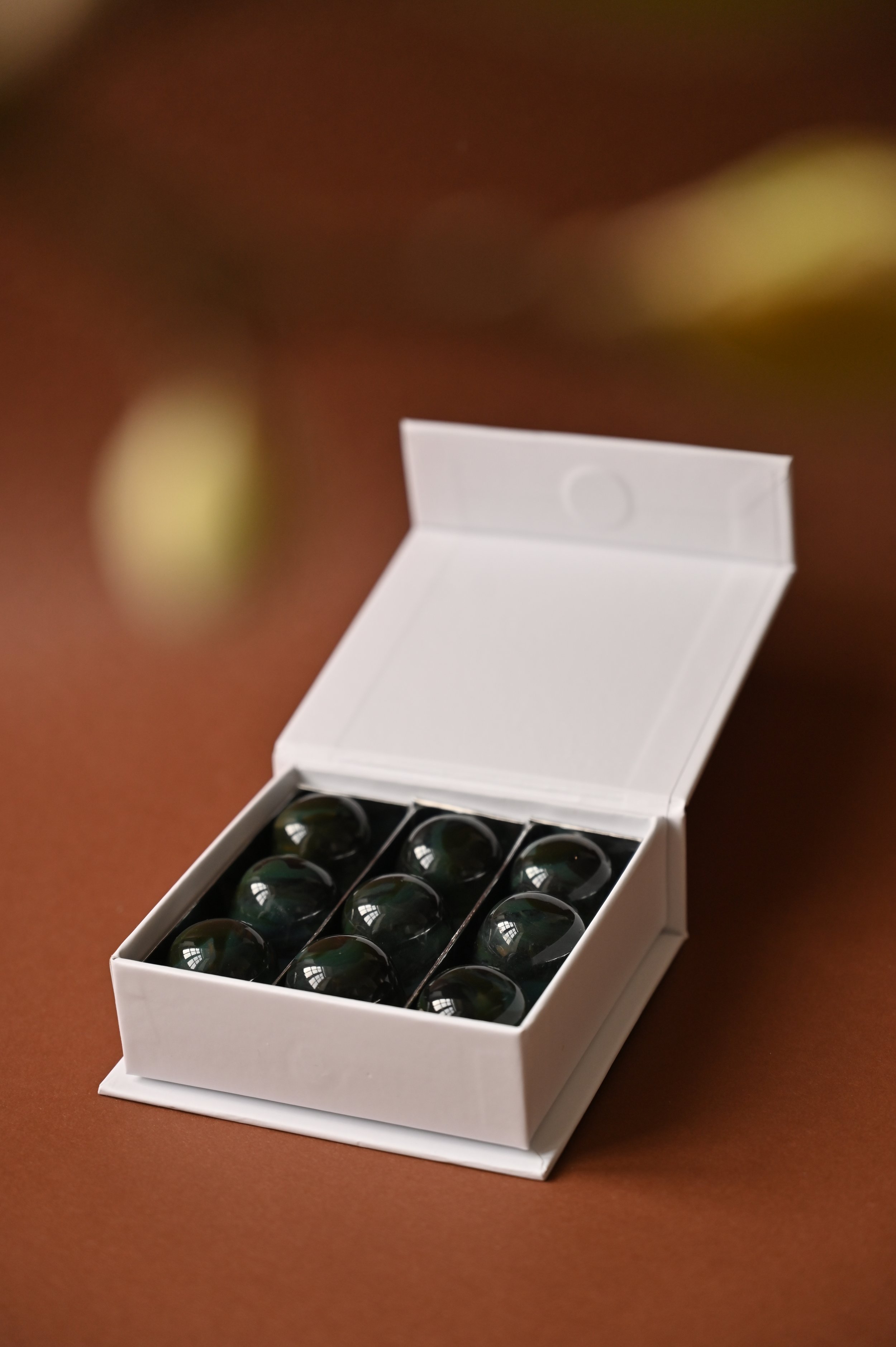 9 chocolate candy pieces