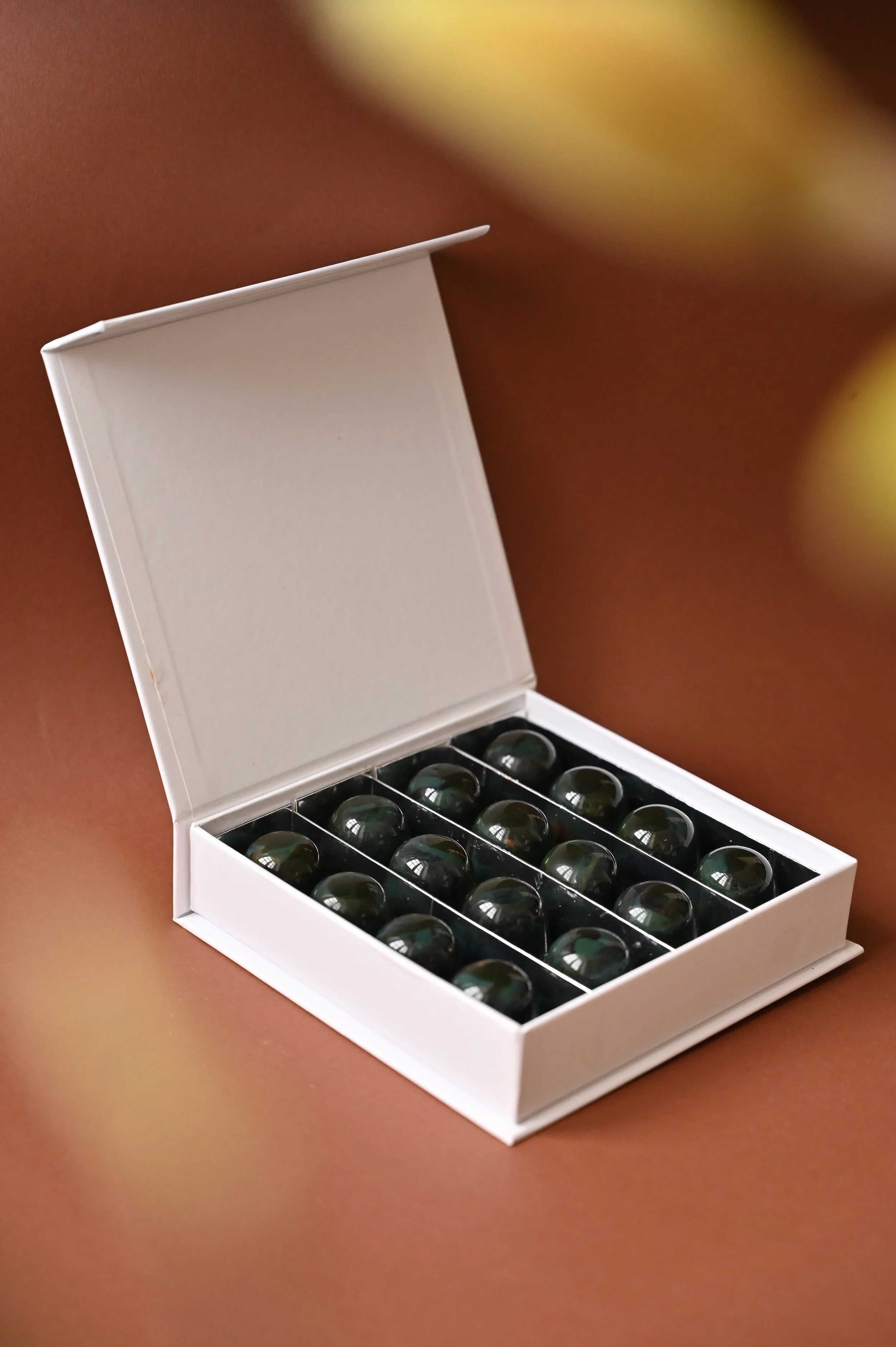 16 chocolate candy pieces