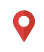 Red map pin icon on a white background