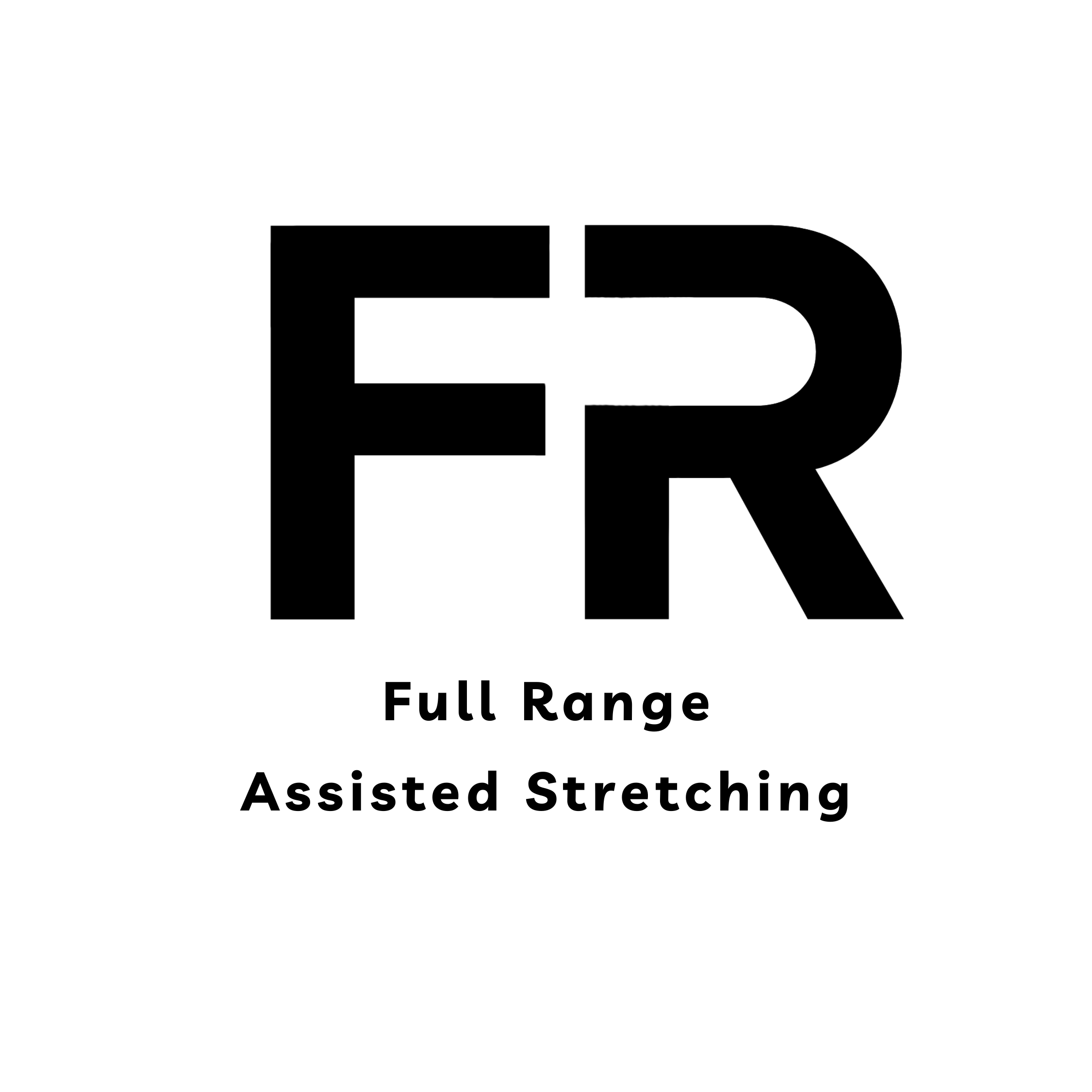 Black and white logo with bold 'FR' letters and text below reading 'Full Range Assisted Stretching'.