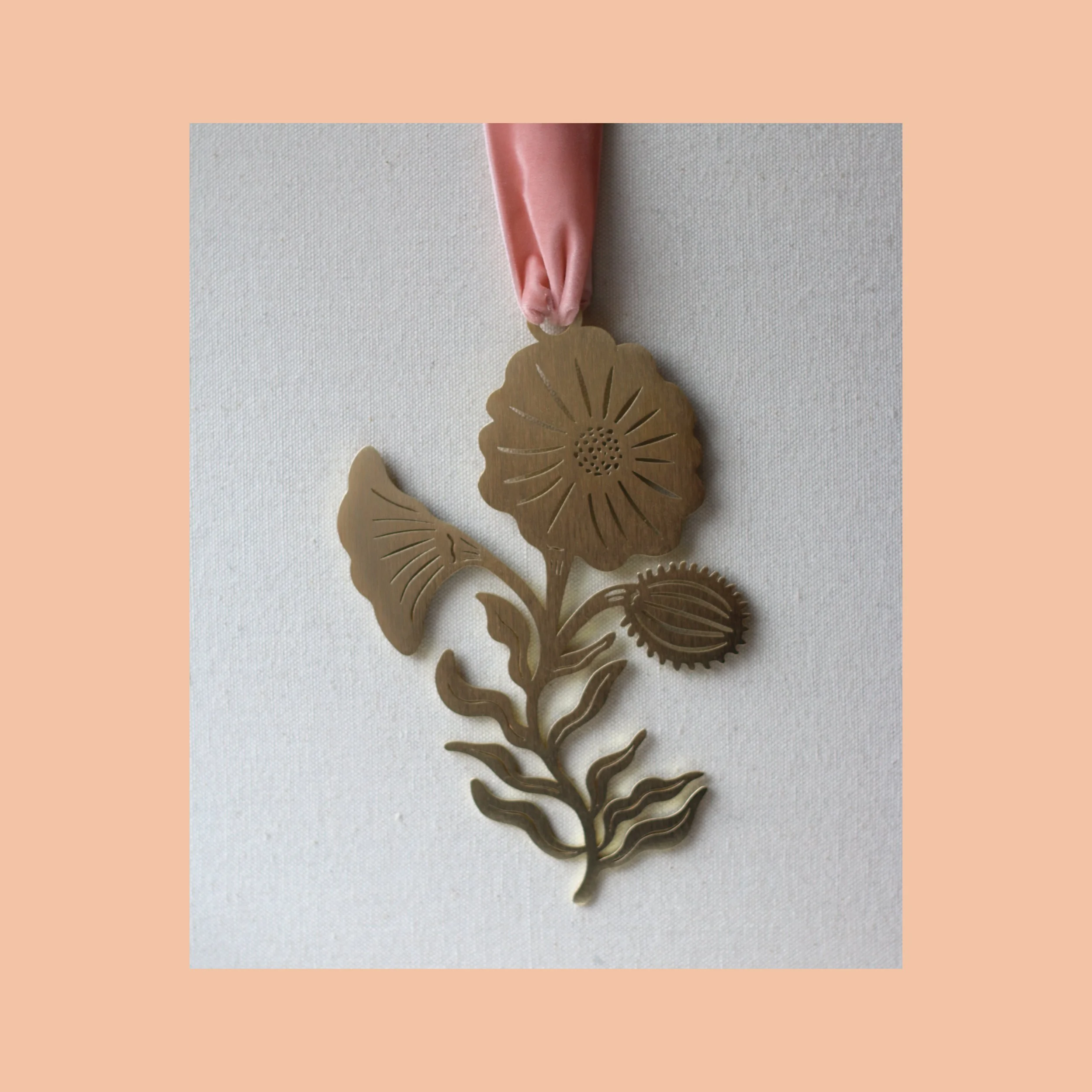 Poppy Flower - Brass Wall Hanging (Ships early April)