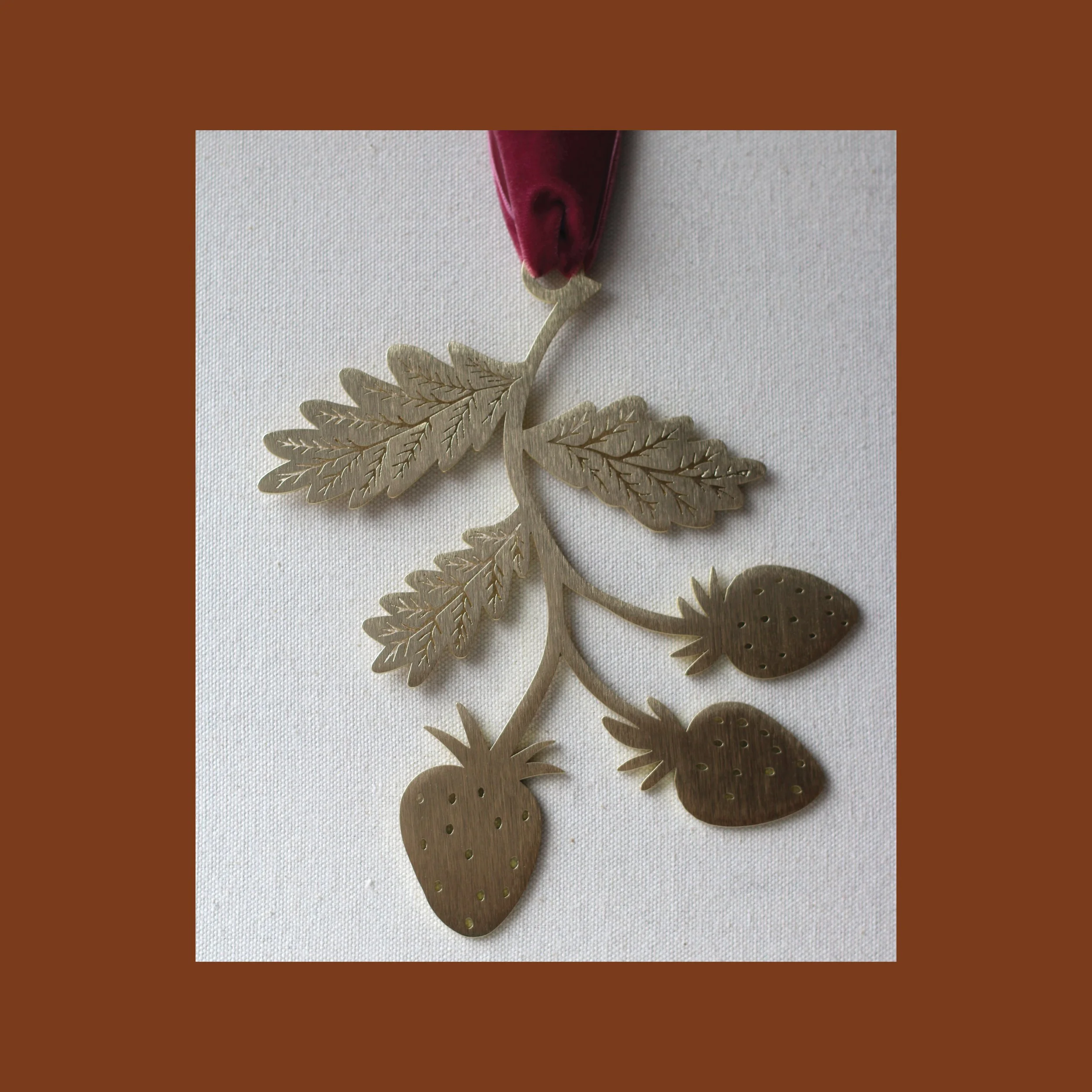 Strawberry Plant - Brass Wall Hanging (Ships early April)