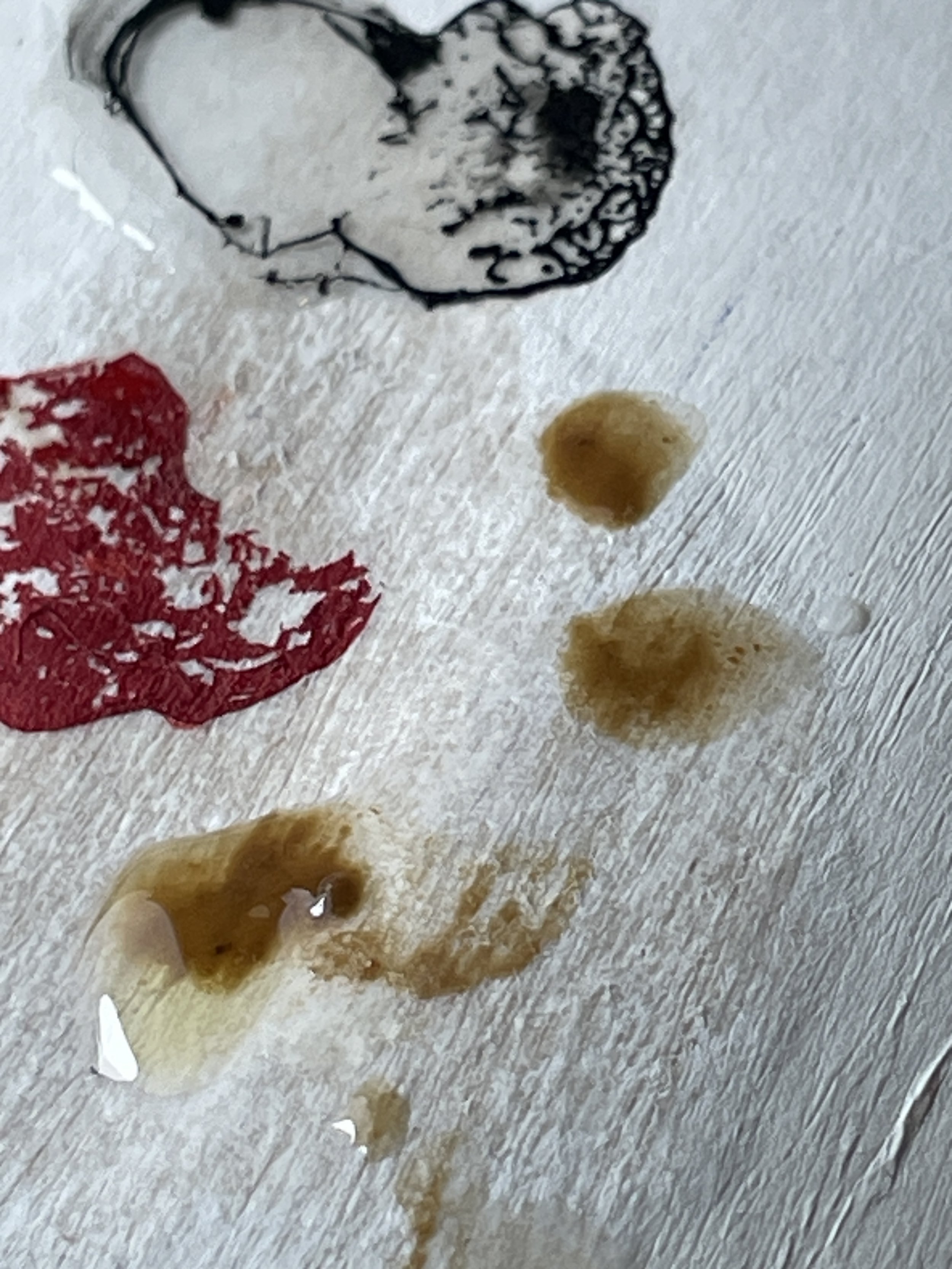 Detail of material formation during the development of a work.