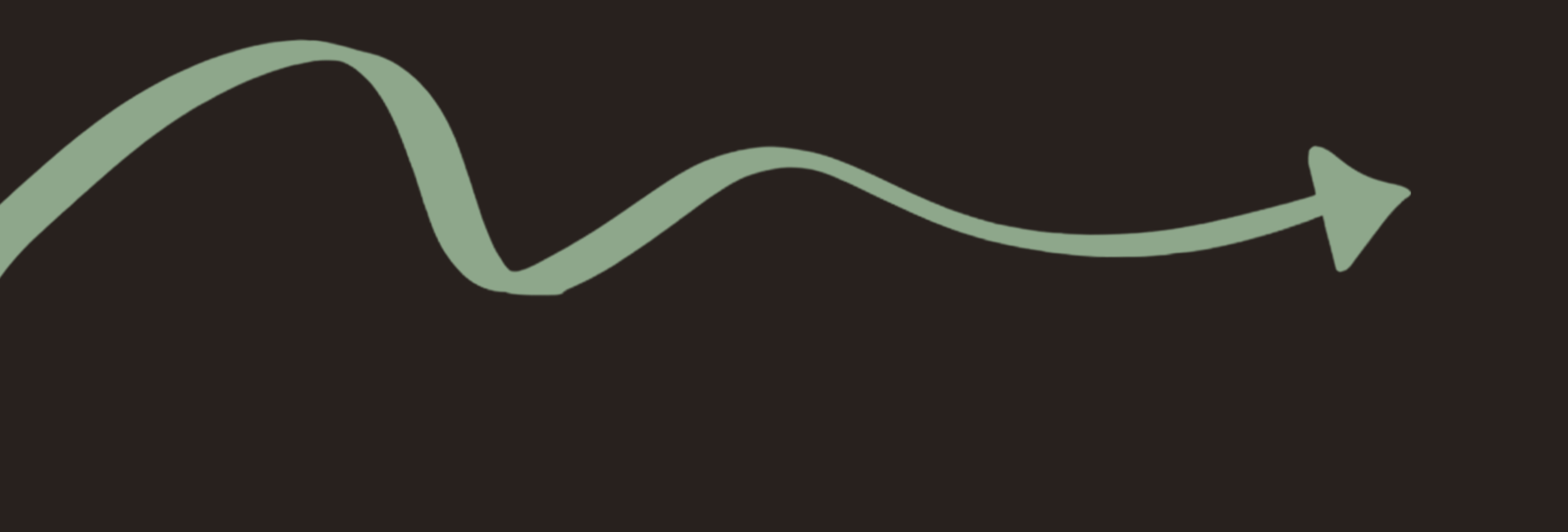 A light green arrow on a dark background, curving upward and to the right.