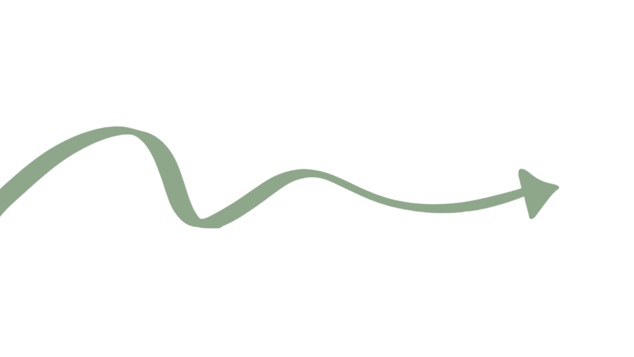 A green curly arrow pointing to the right on a white background.