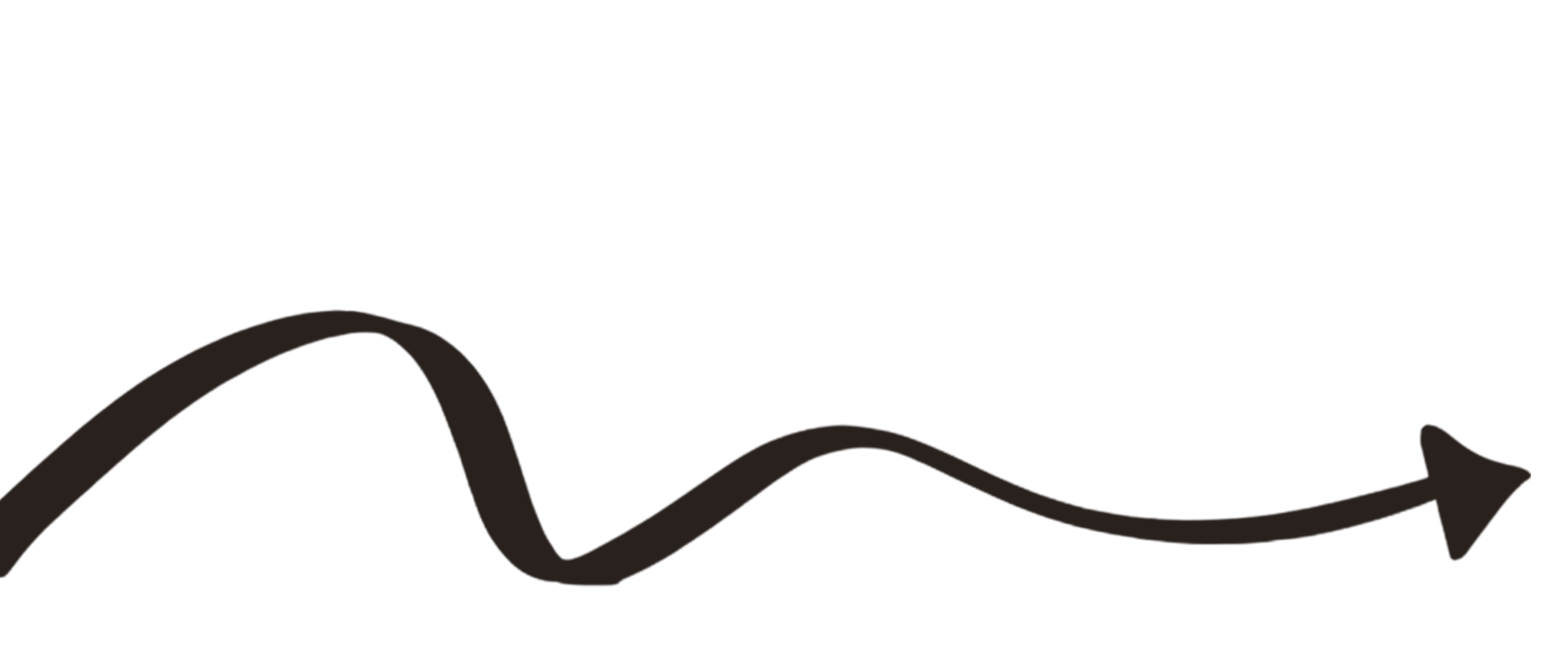 A black, wavy arrow pointing to the right on a white background.