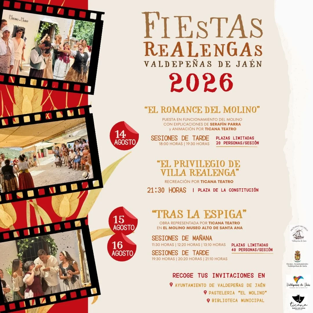Un a&ntilde;o m&aacute;s @ticanateatro estar&aacute; presente en las &ldquo;Fiestas Realengas&rdquo; de Valdepe&ntilde;as de Ja&eacute;n.

Recoge las invitaciones en los distintos puntos disponibles para no perderte lo que os tenemos preparado. El af