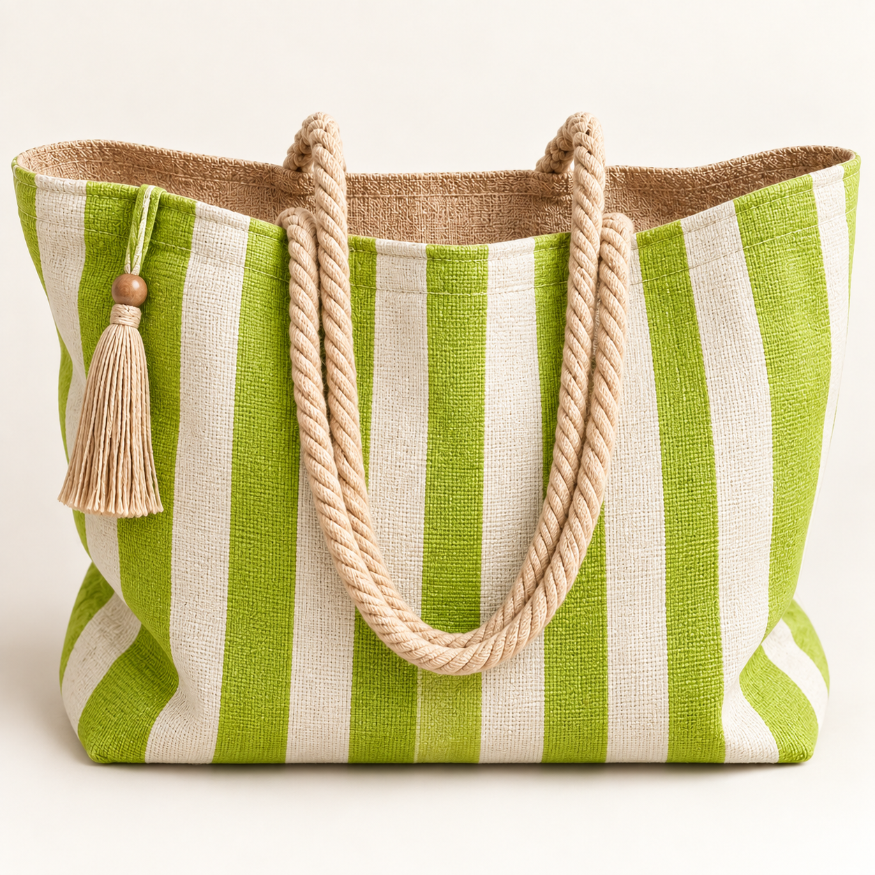 Beach Bag Green Stripe.png