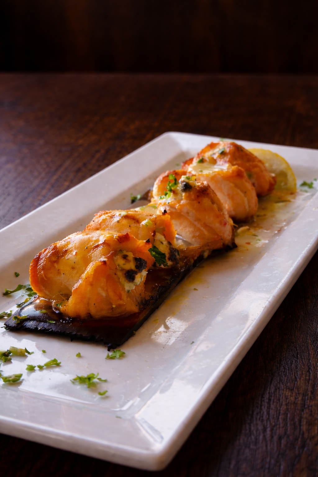 Crab clusters on a white plate