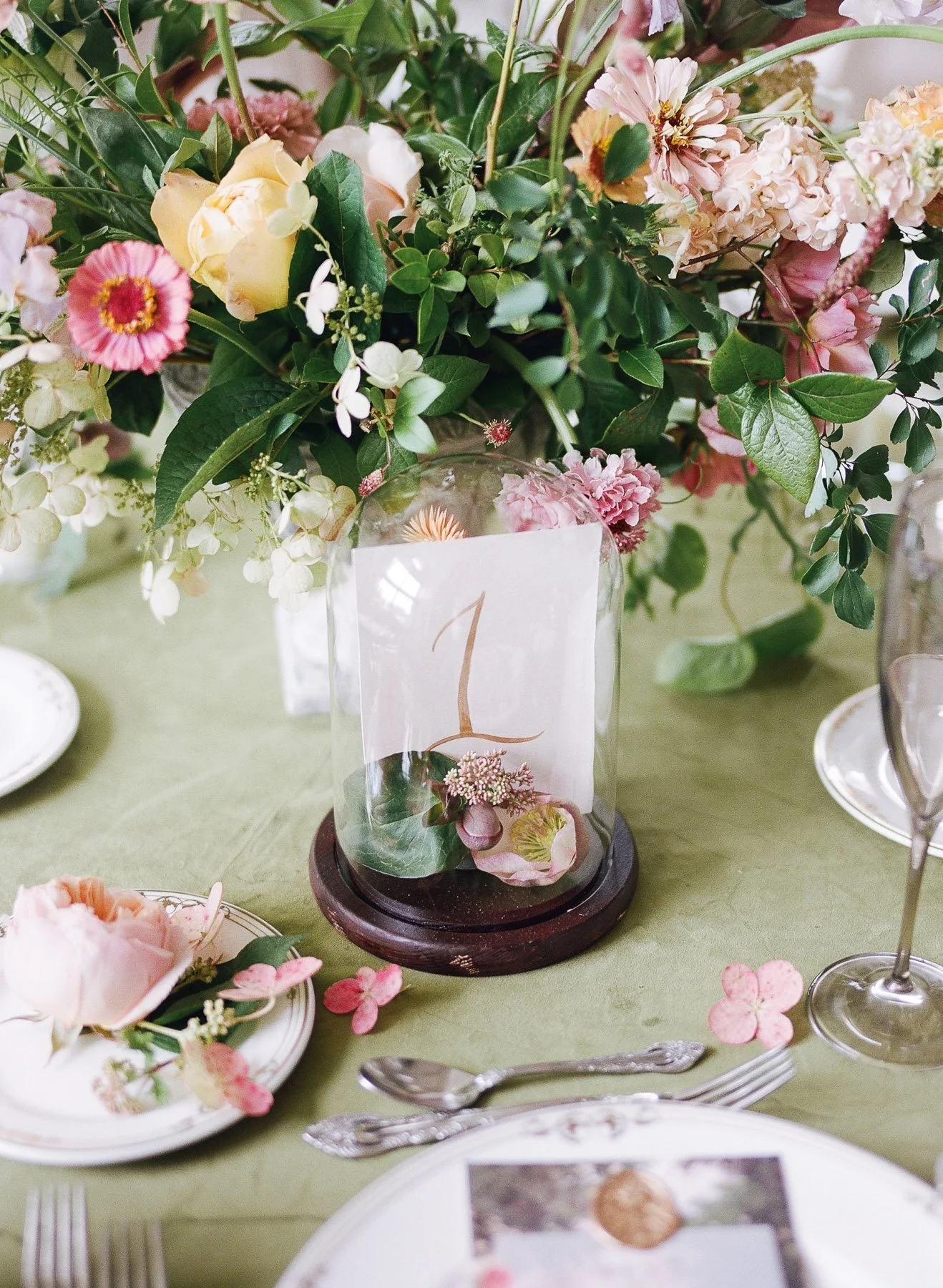 Park Chateau wedding featuring Blue Pansy Floral Design, Amorette Events and Inquisited Invitations featured in Martha Stewart Weddings