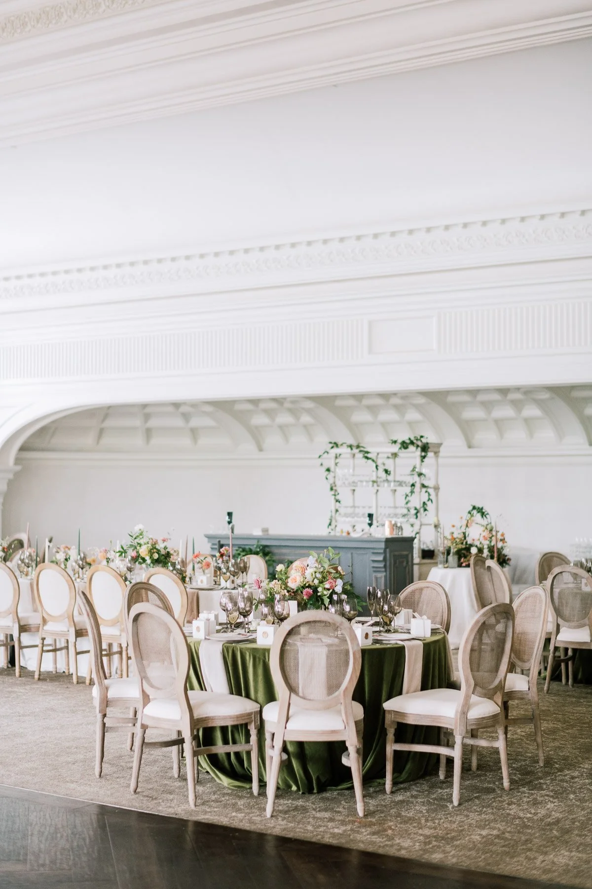 Park Chateau wedding featuring Blue Pansy Floral Design, Amorette Events and Inquisited Invitations featured in Martha Stewart Weddings