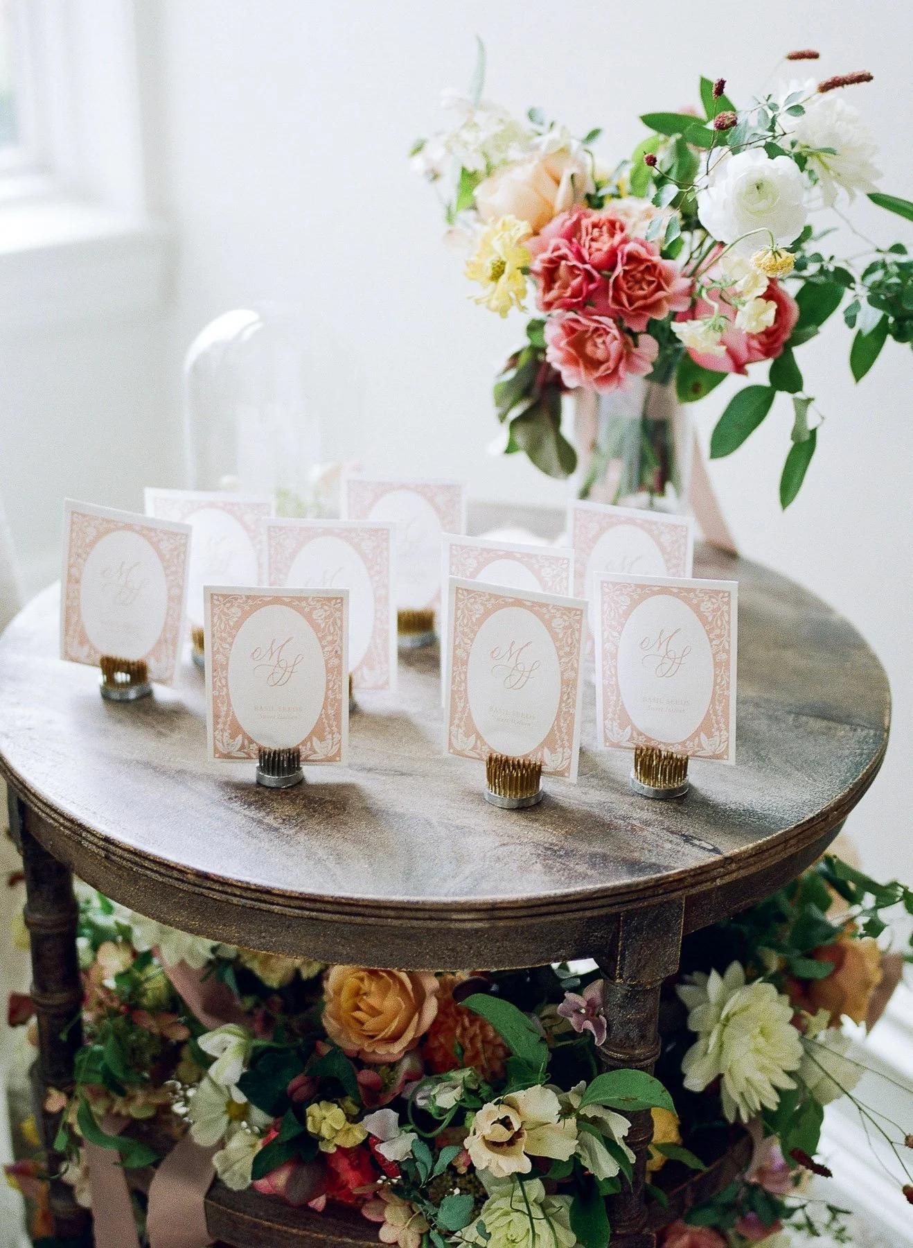 Park Chateau wedding featuring Blue Pansy Floral Design, Amorette Events and Inquisited Invitations featured in Martha Stewart Weddings