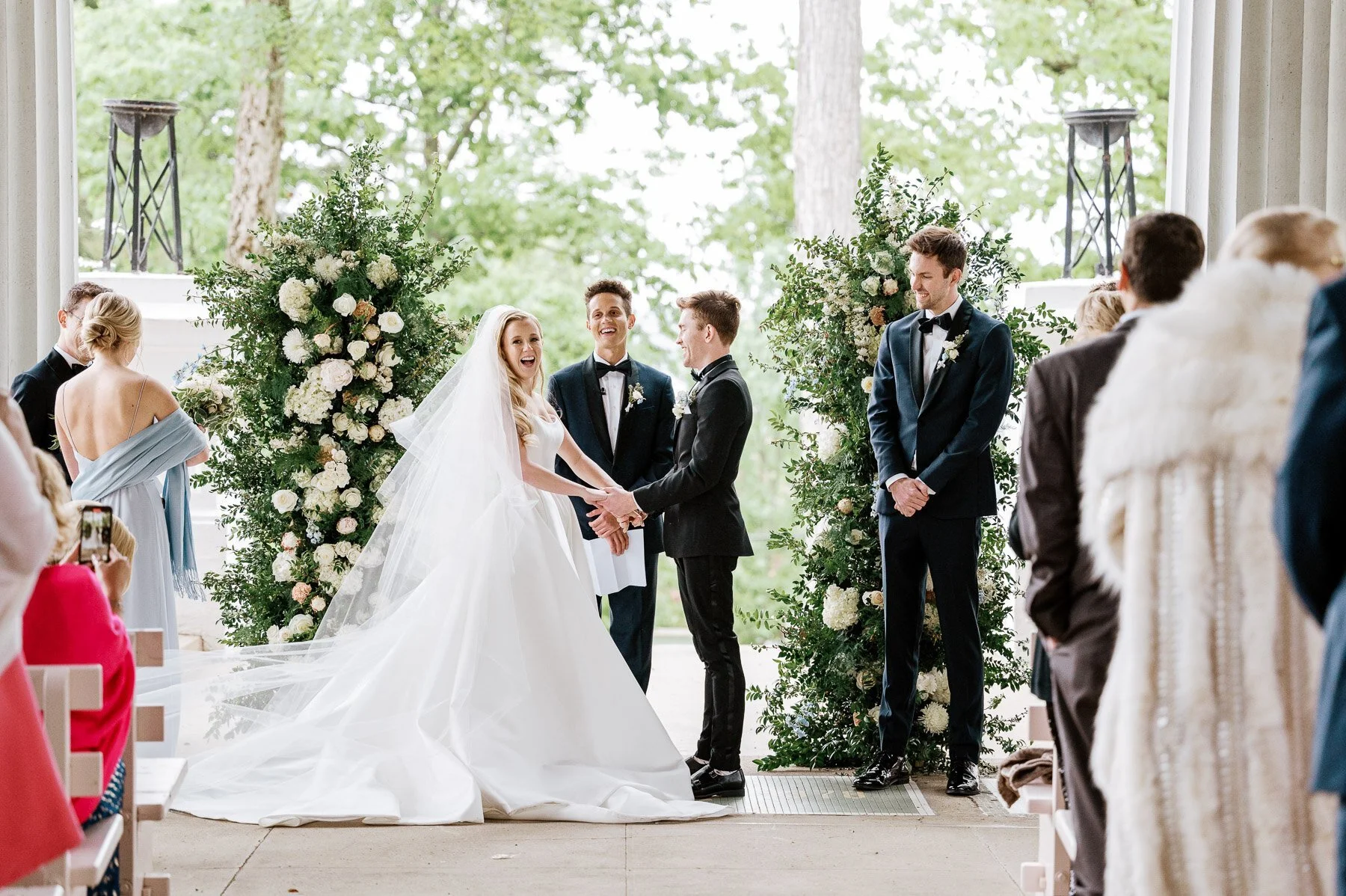 Chautauqua Institution Wedding in New York with EVL Events and Heirloom Soul Floral Design Hall of Philosophy Ceremony