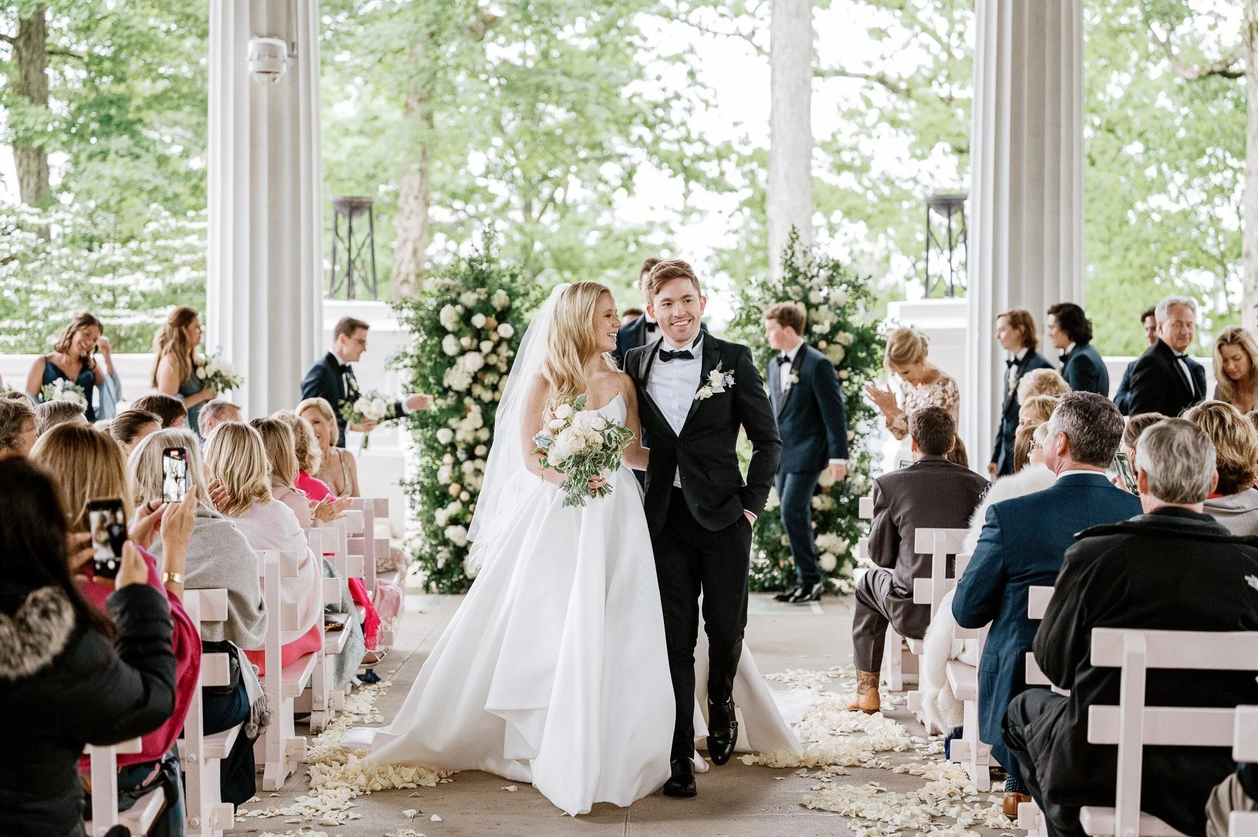 Chautauqua Institution Wedding in New York with EVL Events and Heirloom Soul Floral Design Hall of Philosophy Ceremony