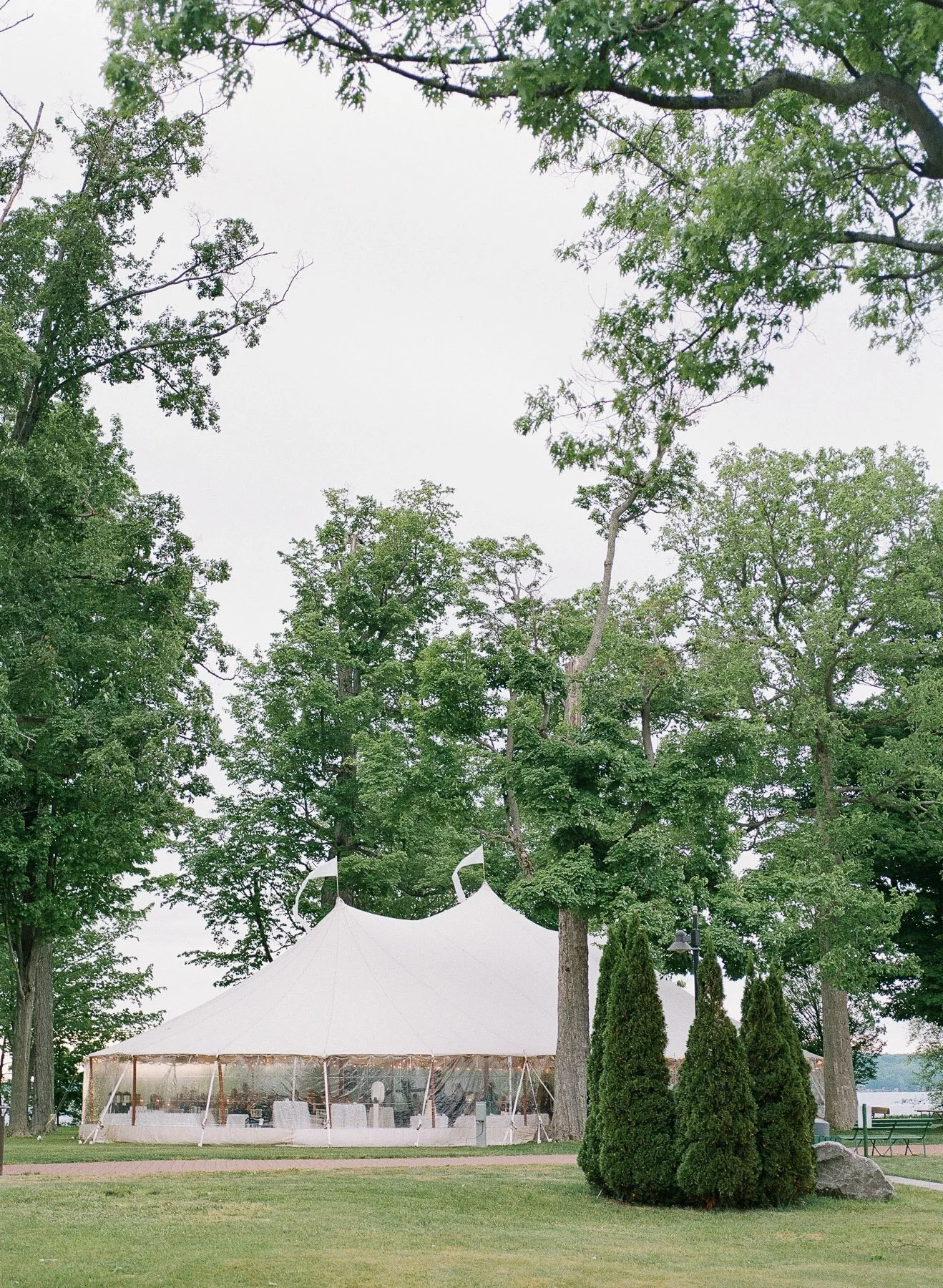 Belltower Park Wedding Chautauqua Institution Wedding in New York with EVL Events and Heirloom Soul Floral Design 