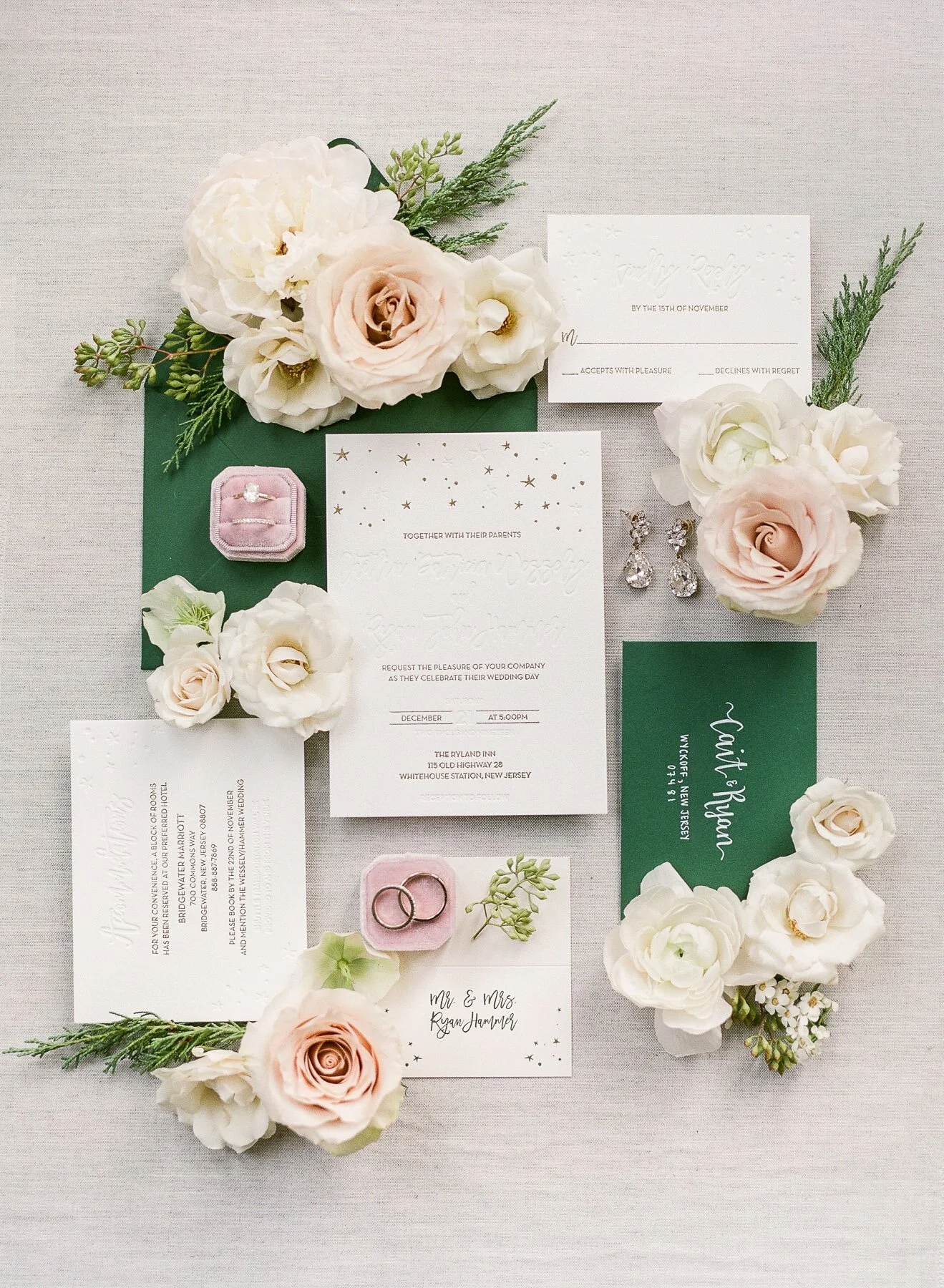 Ryland Inn Coach House Winter Wedding Lauren Cove Creative Invitation 