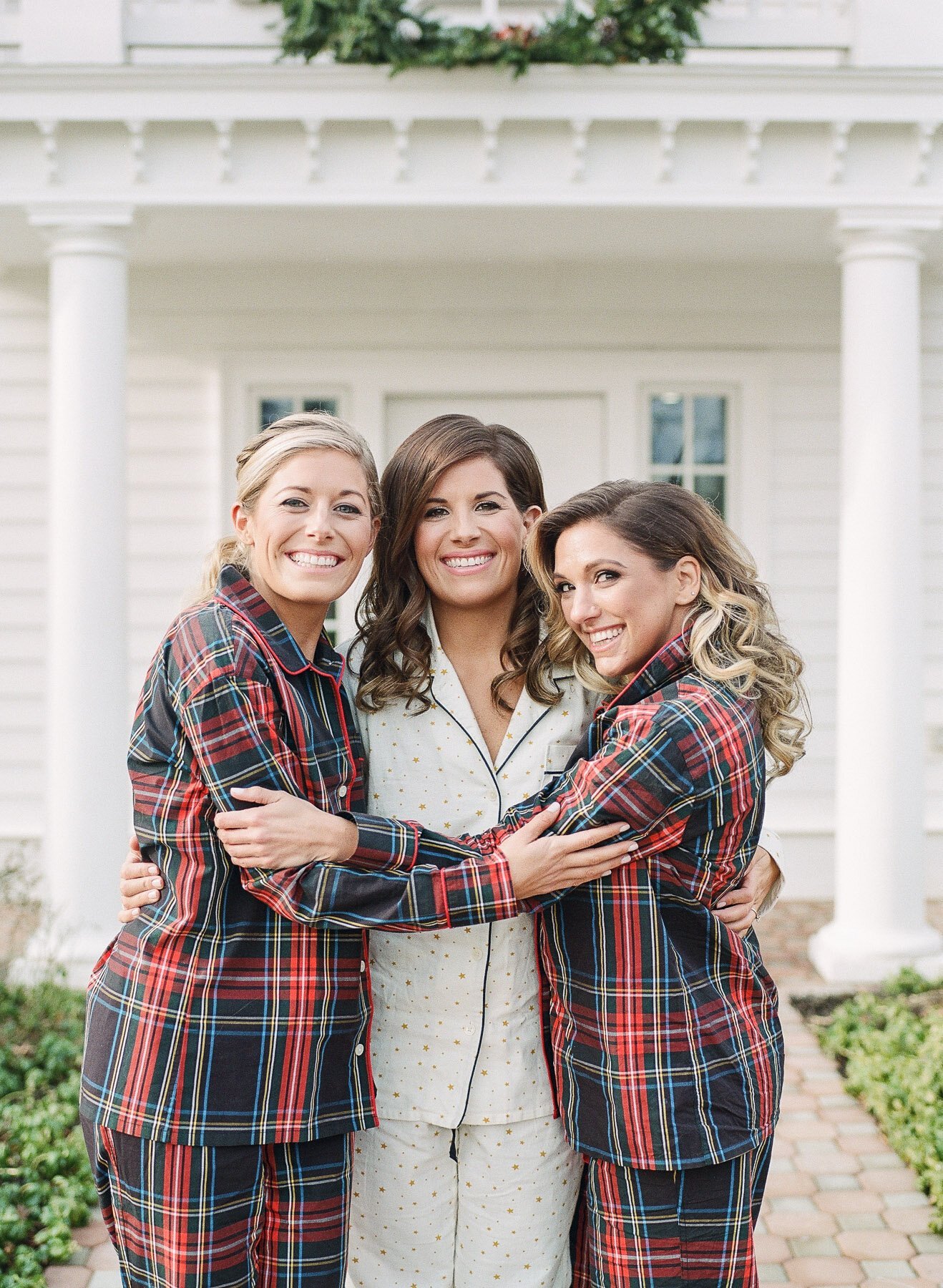 Ryland Inn Coach House Winter Wedding Flannel Pajamas for Getting Ready