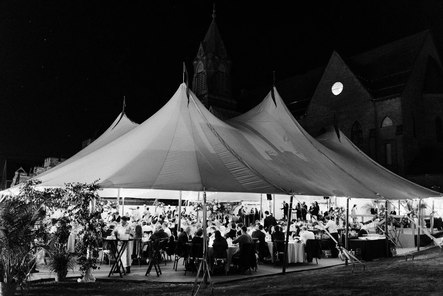 Sailcloth tent wedding reception Adelphi Hotel Wedding Saratoga Springs NY