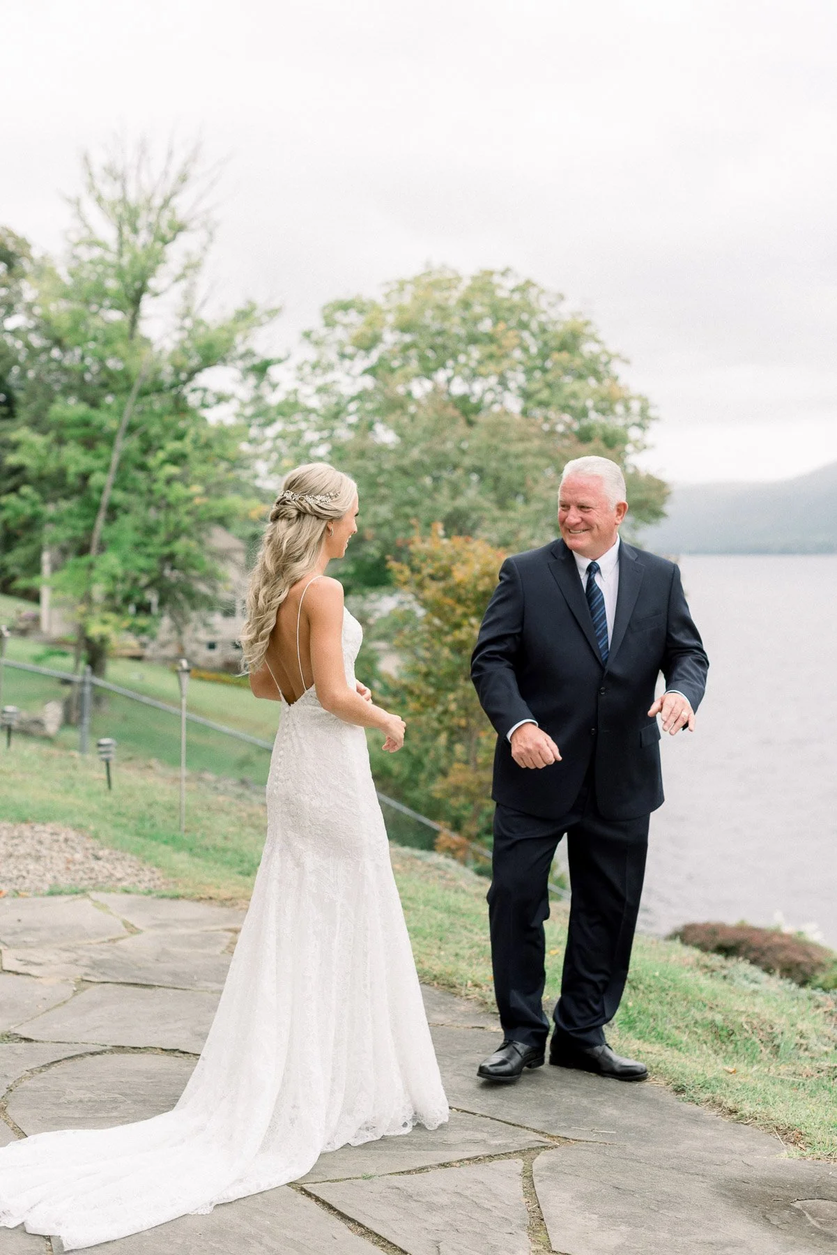 First look with father of the bride