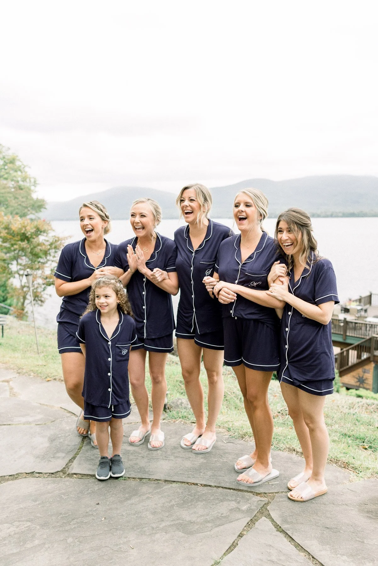 First look with bridesmaids