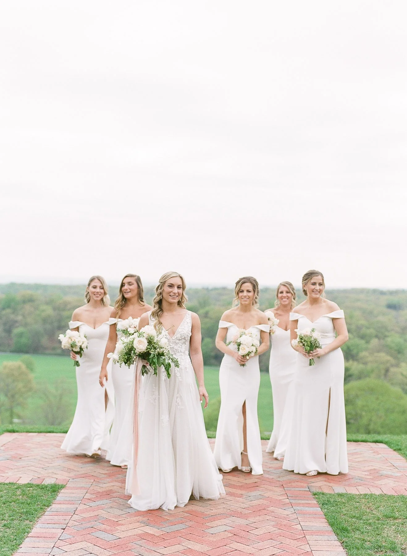 White bridesmaid dresses from Kleinfelds at NJ Wedding