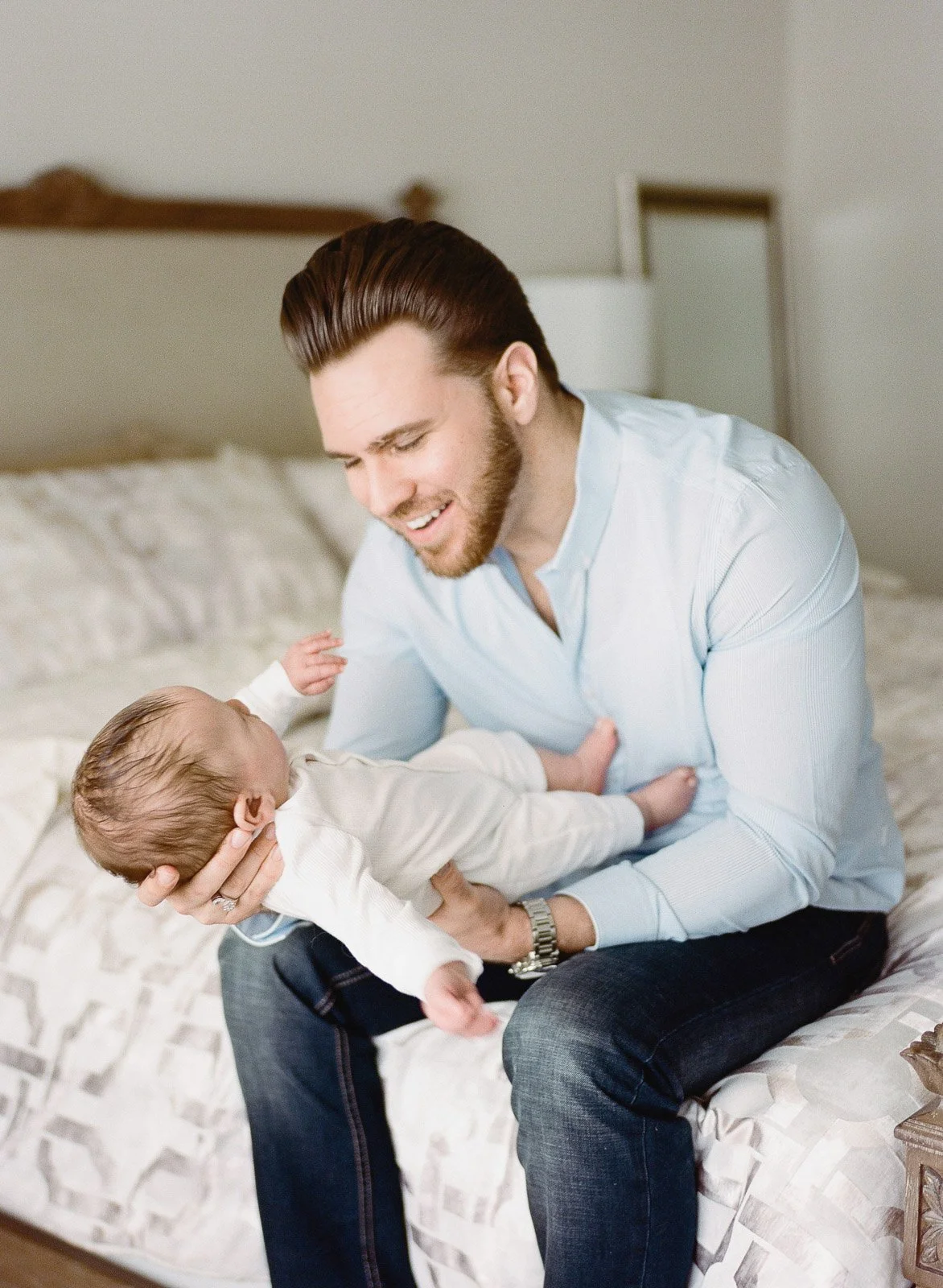 Father and son newborn photos in upstate ny