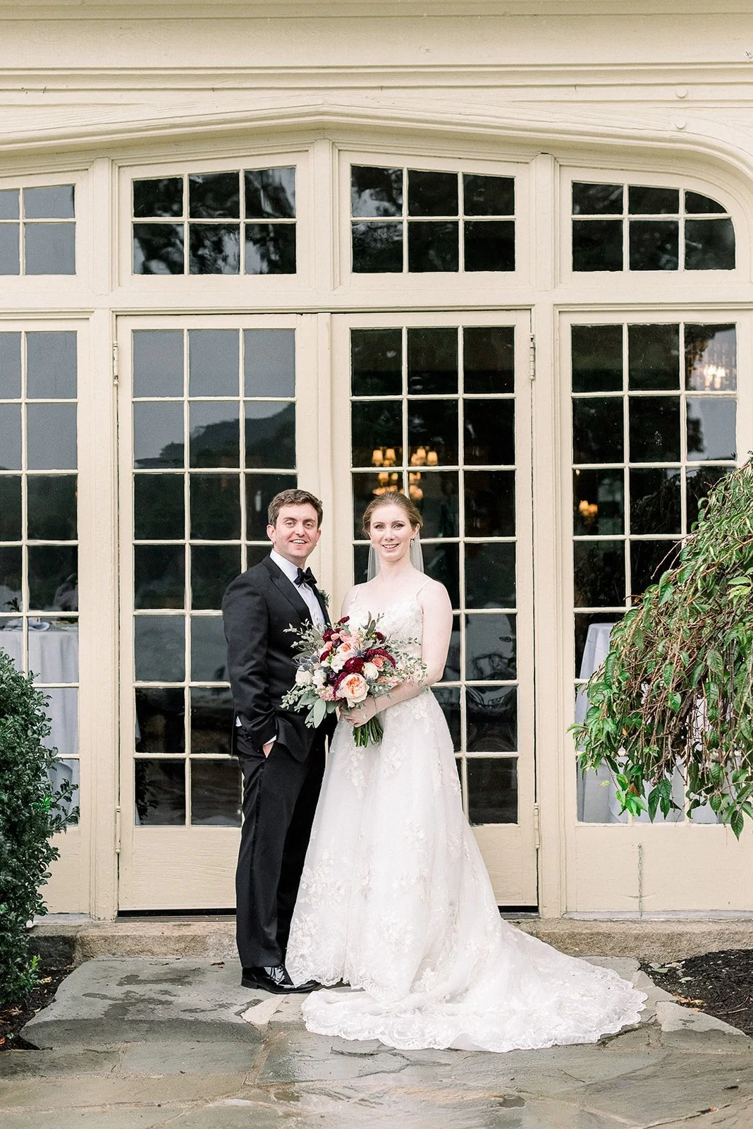 Rainy Day Wedding Portraits at Tuxedo Club