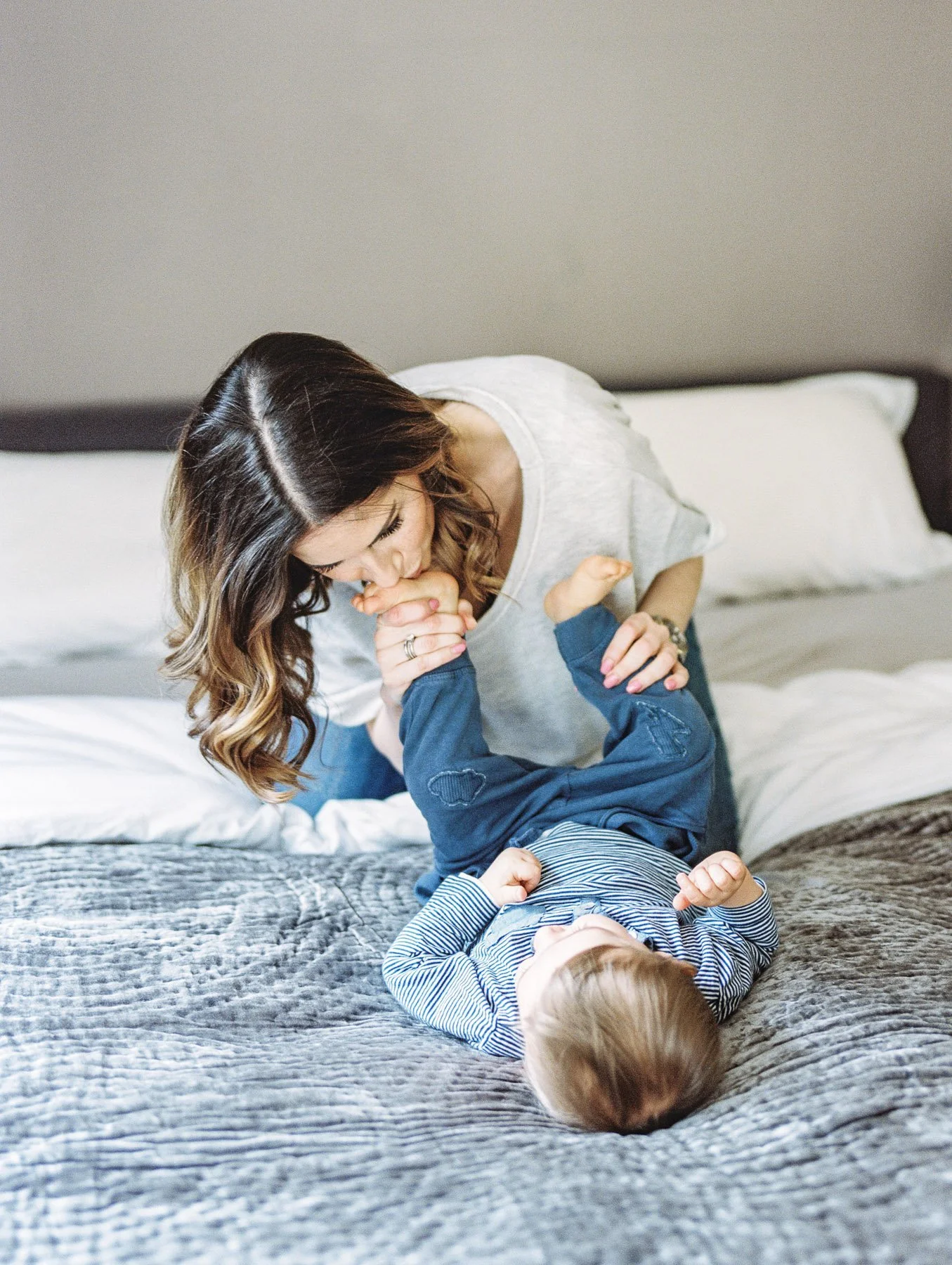 Mama playing with son