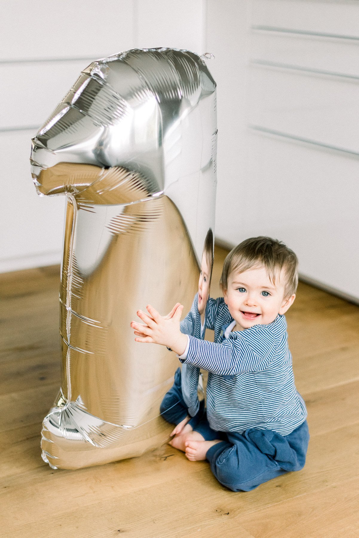 One Year Old Photo with Balloon