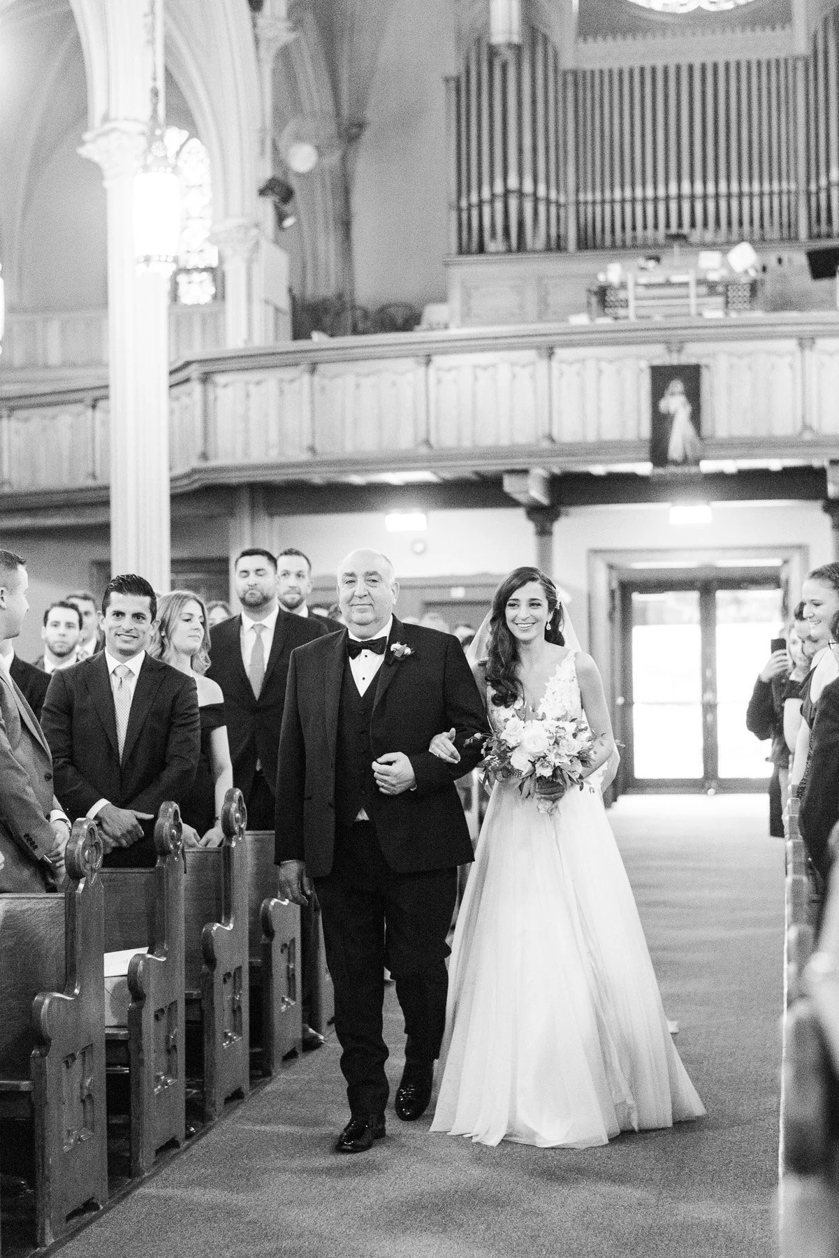 Black and White Wedding Church Ceremony Photo