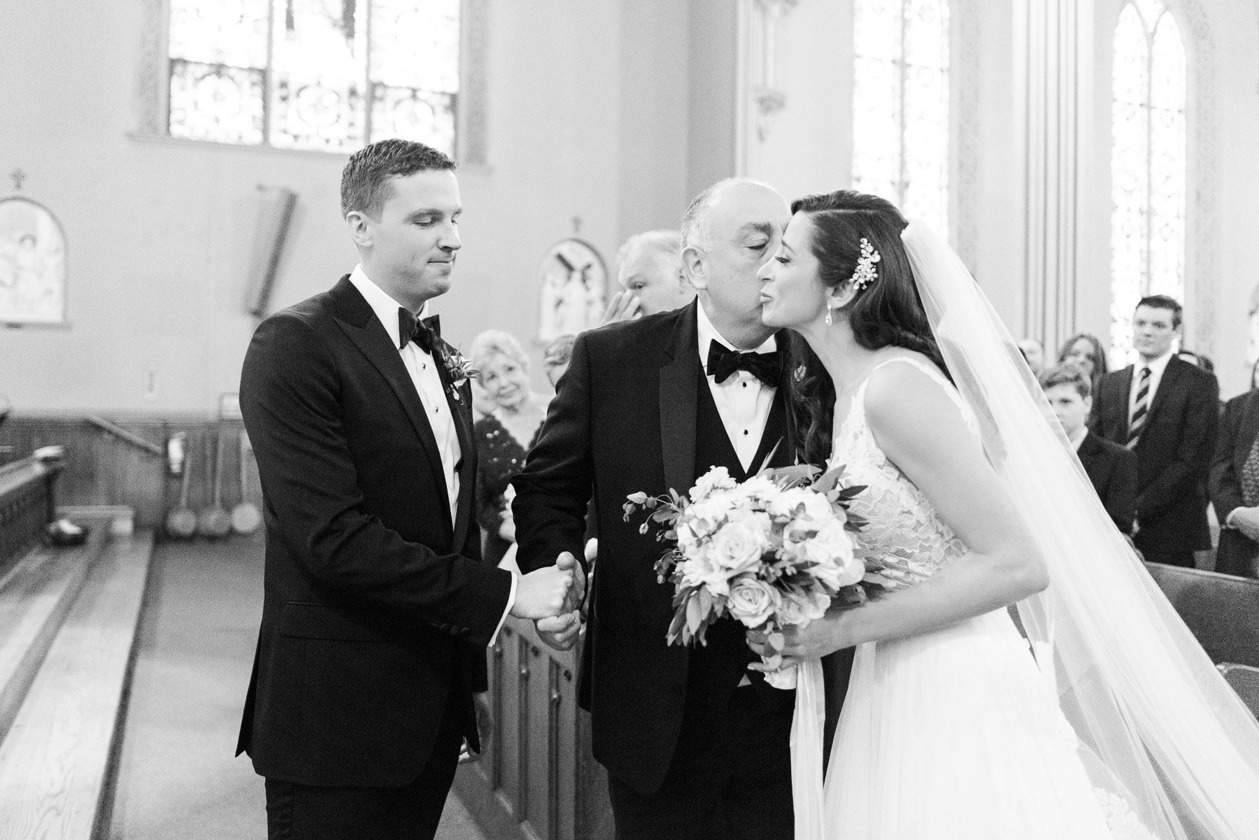 Black and White Wedding Church Ceremony Photo