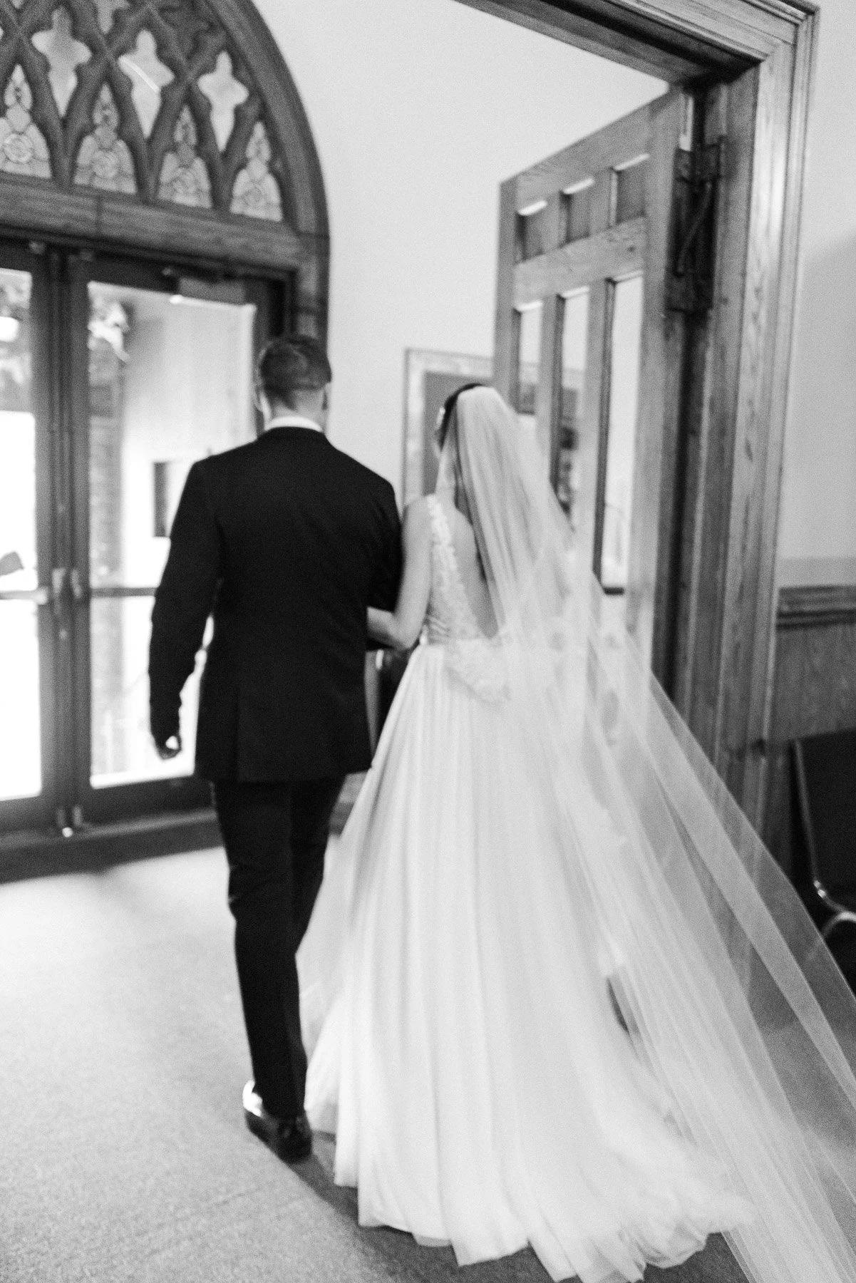 Black and White Wedding Church Ceremony Photo