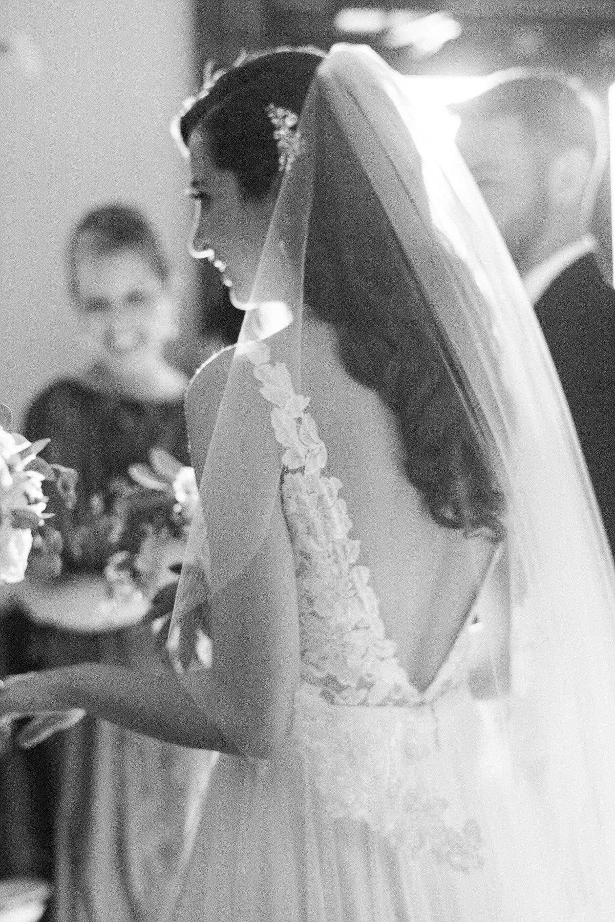 Black and White Wedding Church Ceremony Photo